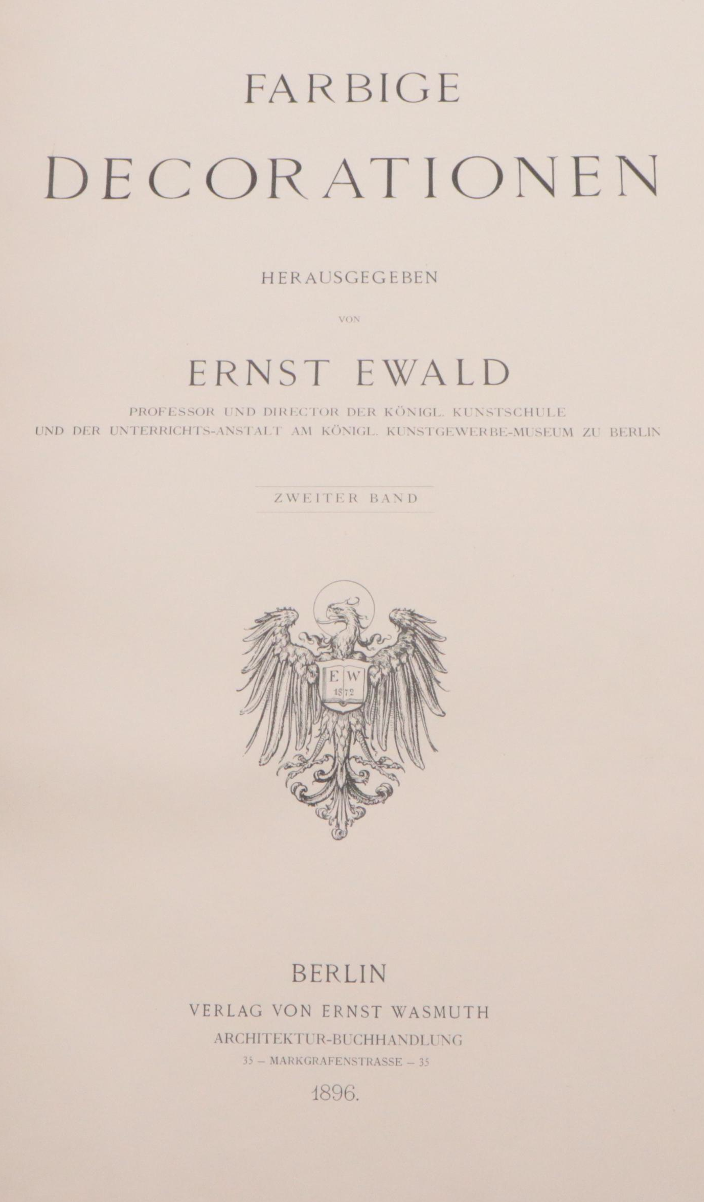 Illustrated "Farbige Decorationen" Partial Set by Ernst Ewald, Late 19th Century