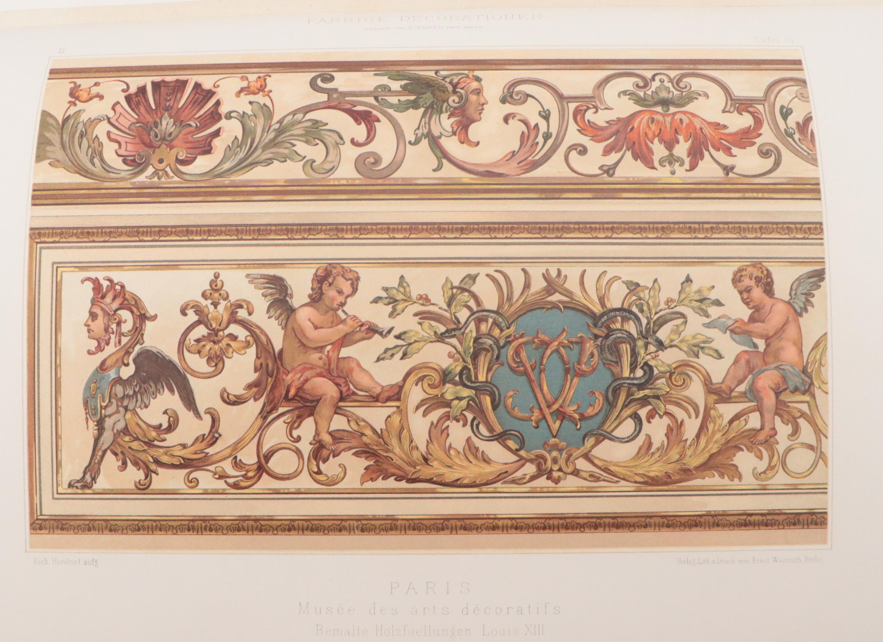 Illustrated "Farbige Decorationen" Partial Set by Ernst Ewald, Late 19th Century