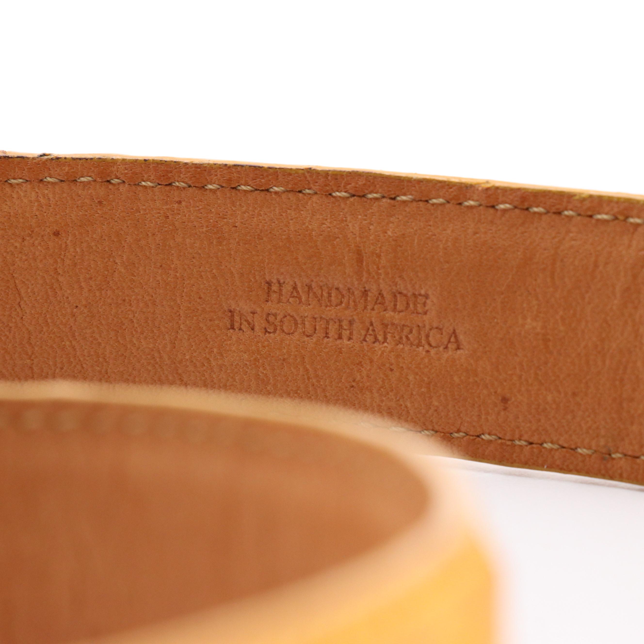 Ostrich Leather Belt with Sterling Silver Ornate Buckle, Loops and End Cap