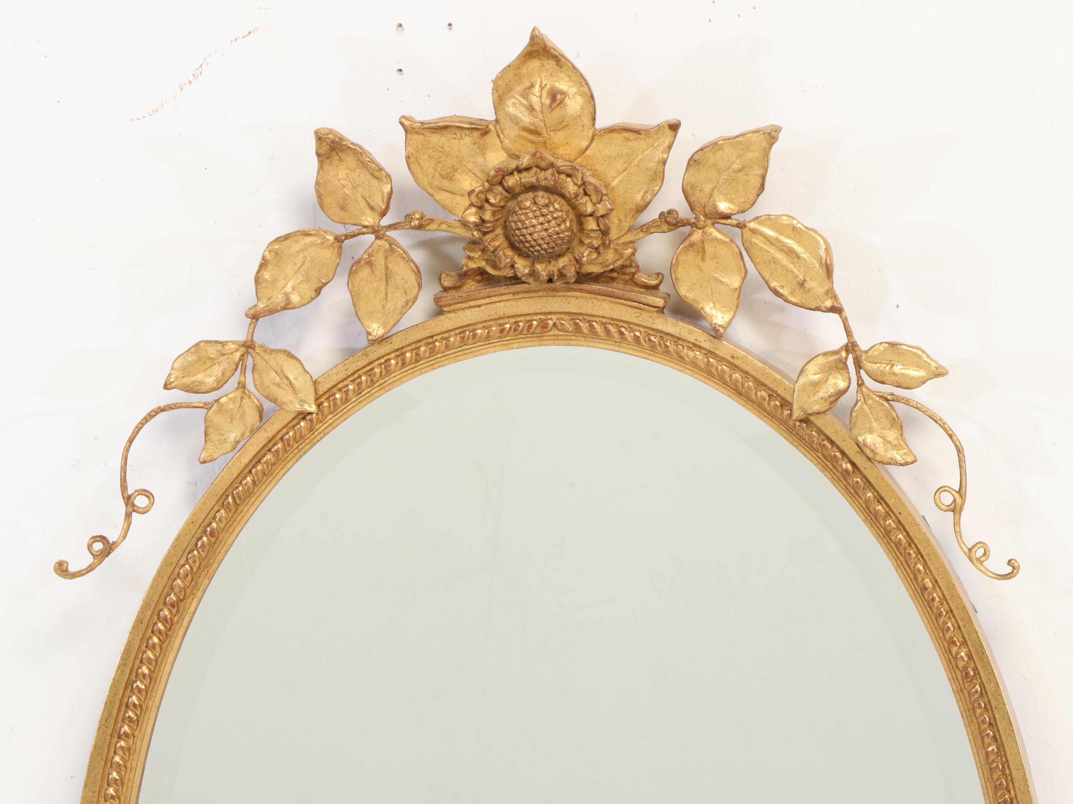 Carol Canner for Carvers' Guild Giltwood and Composition Sunflower Mirror