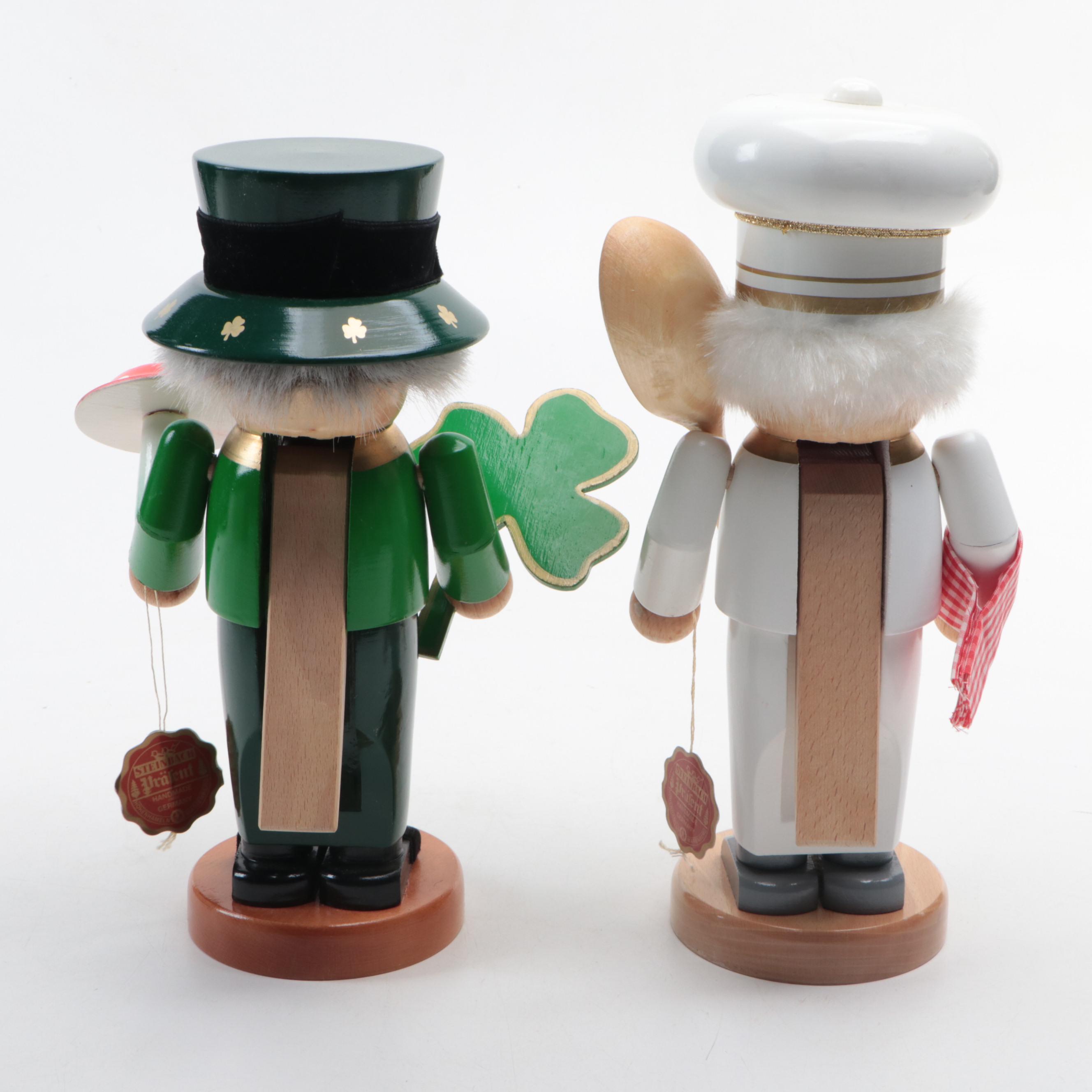 Steinbach "Chubby Lucky Irish" and "Chubby Chef Cook" Wooden Nutcrackers