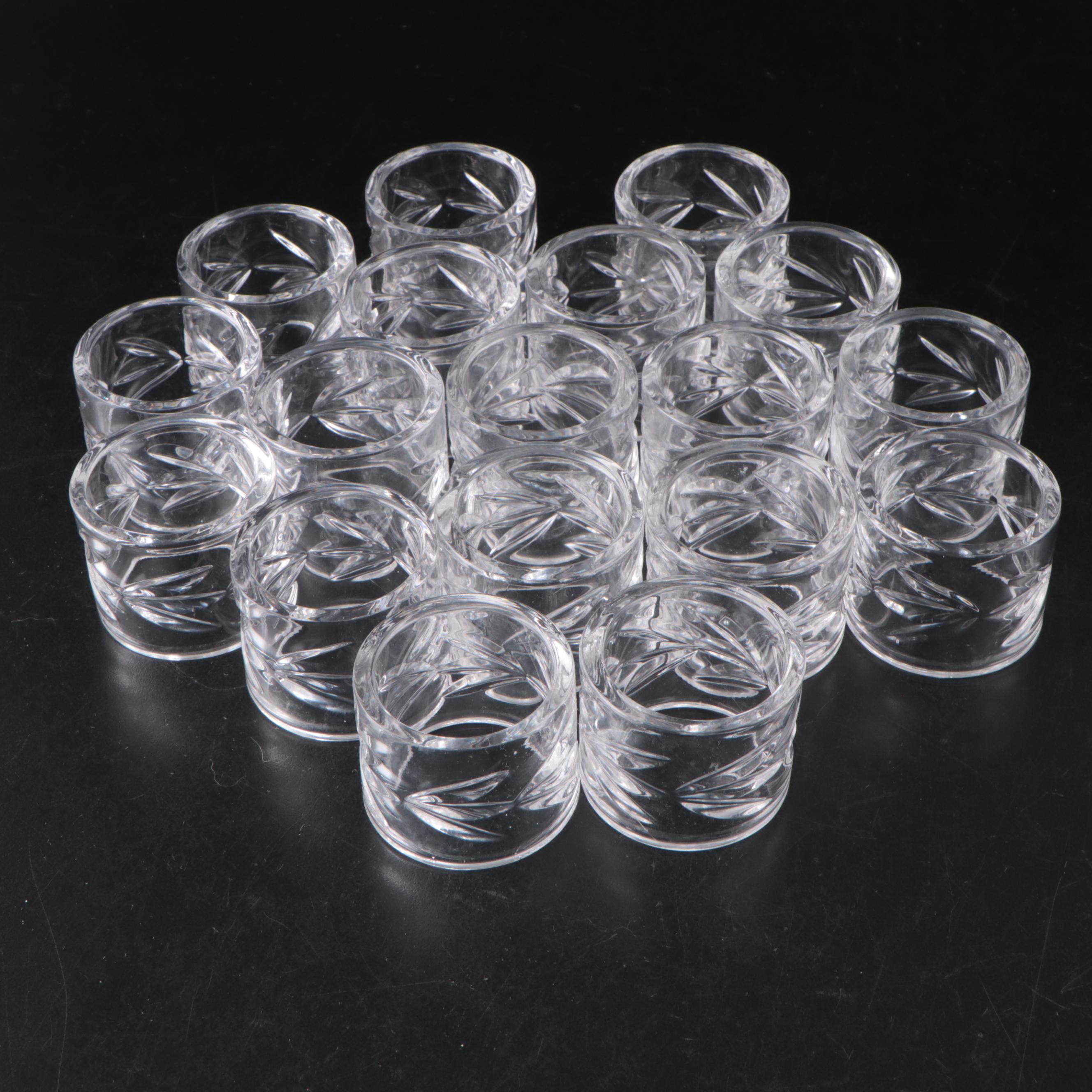 Galway Irish Crystal Glass Napkin Rings and Decorative Bowl