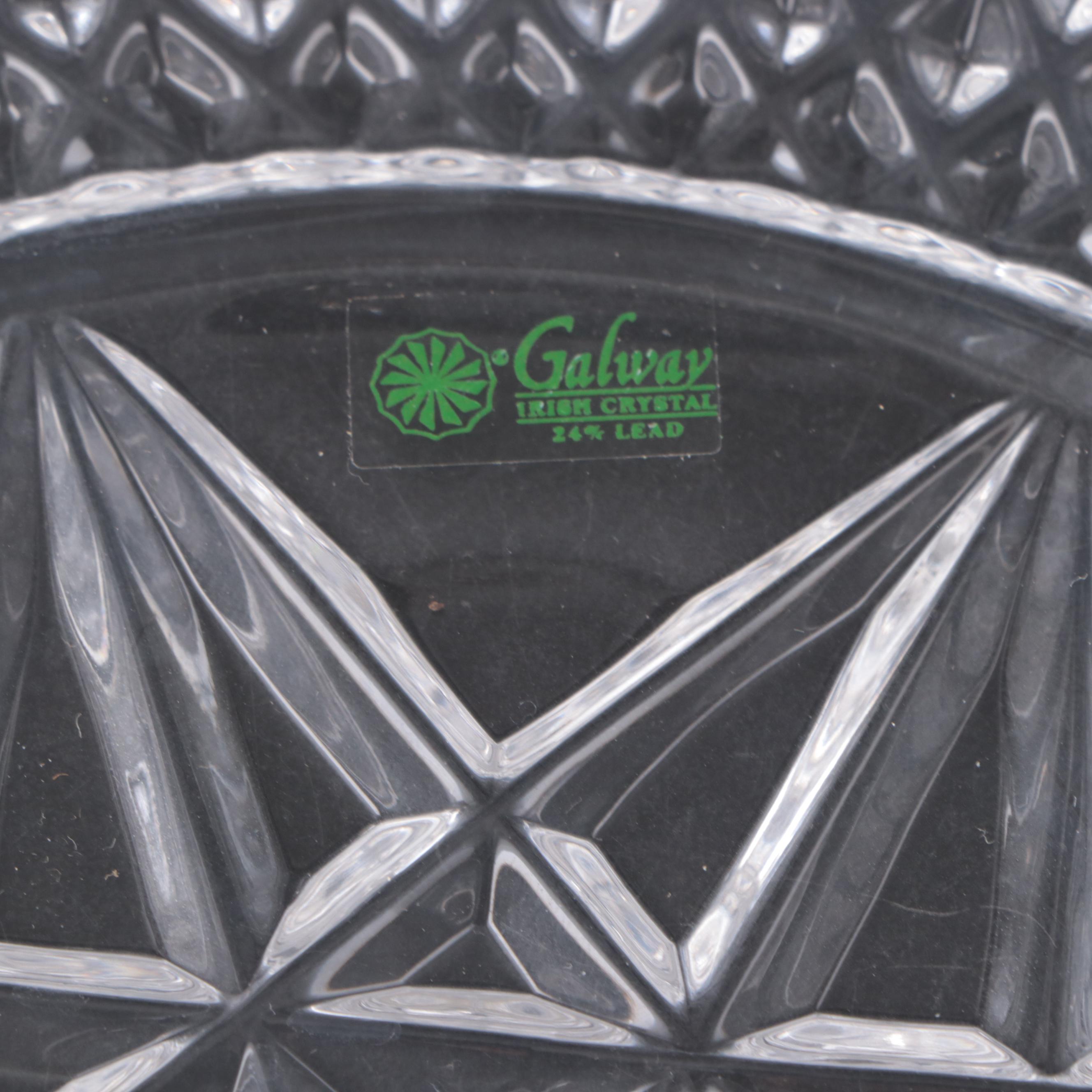 Galway Irish Crystal Glass Napkin Rings and Decorative Bowl