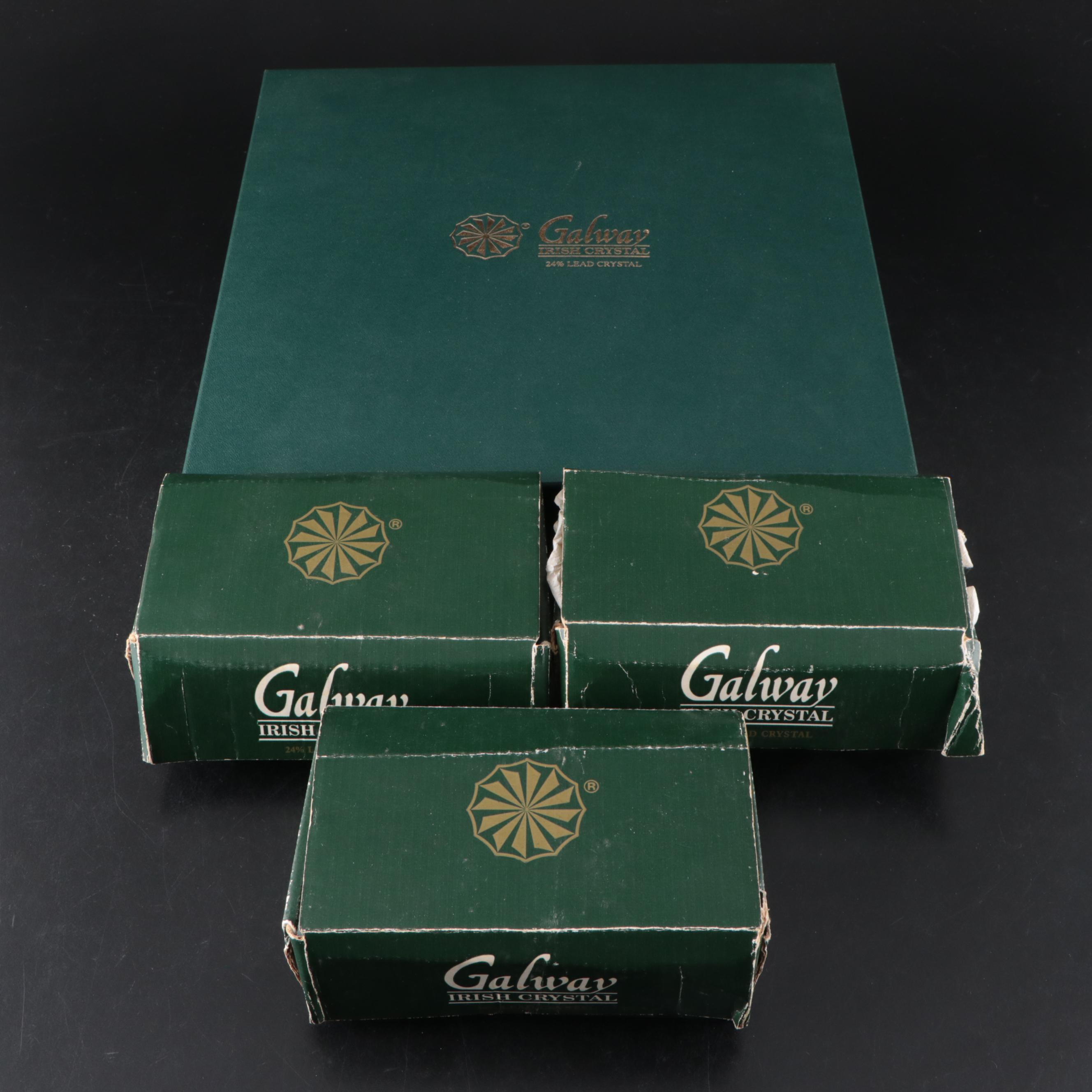 Galway Irish Crystal Glass Napkin Rings and Decorative Bowl