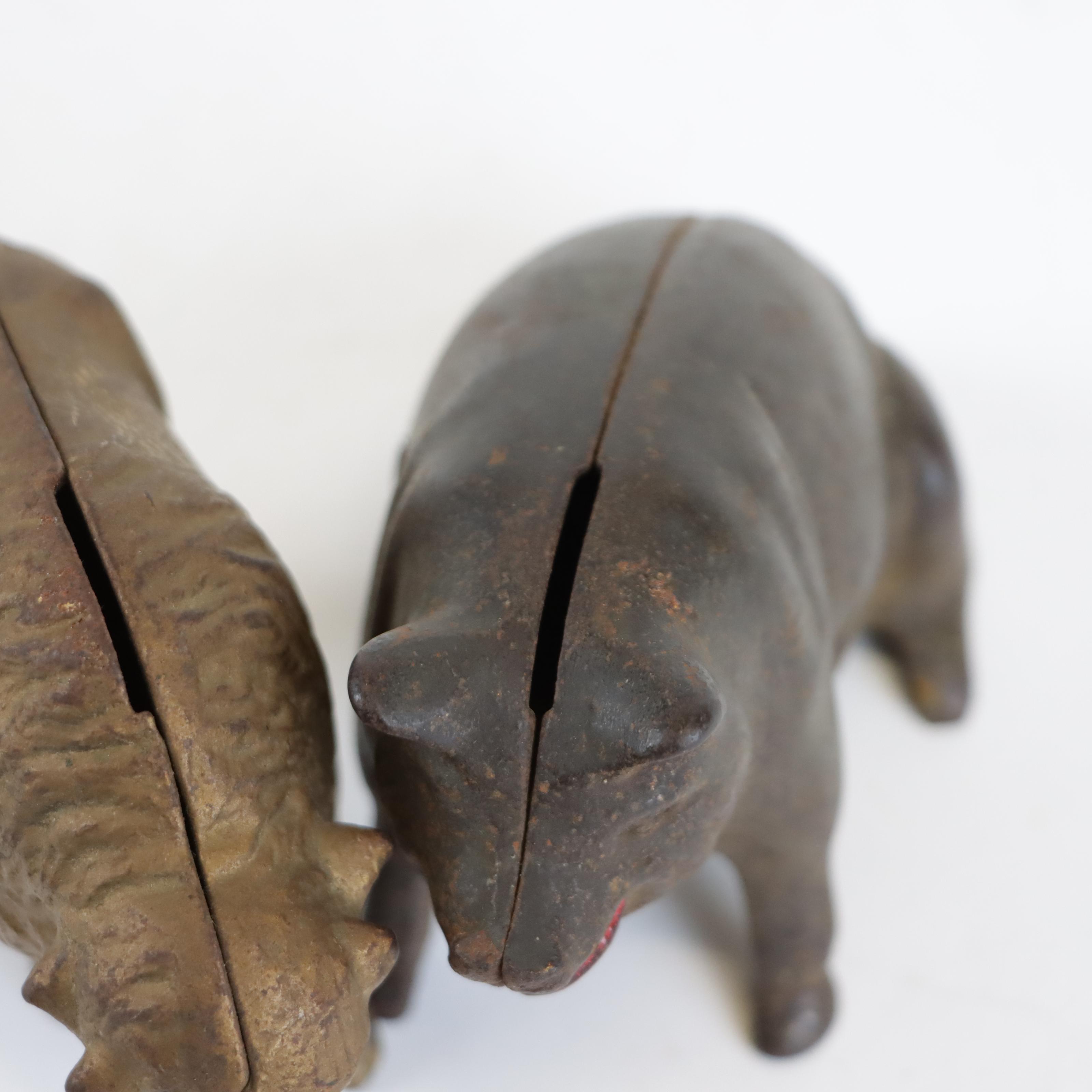 Small A. C. Williams Cast Iron Buffalo and Piggy Banks