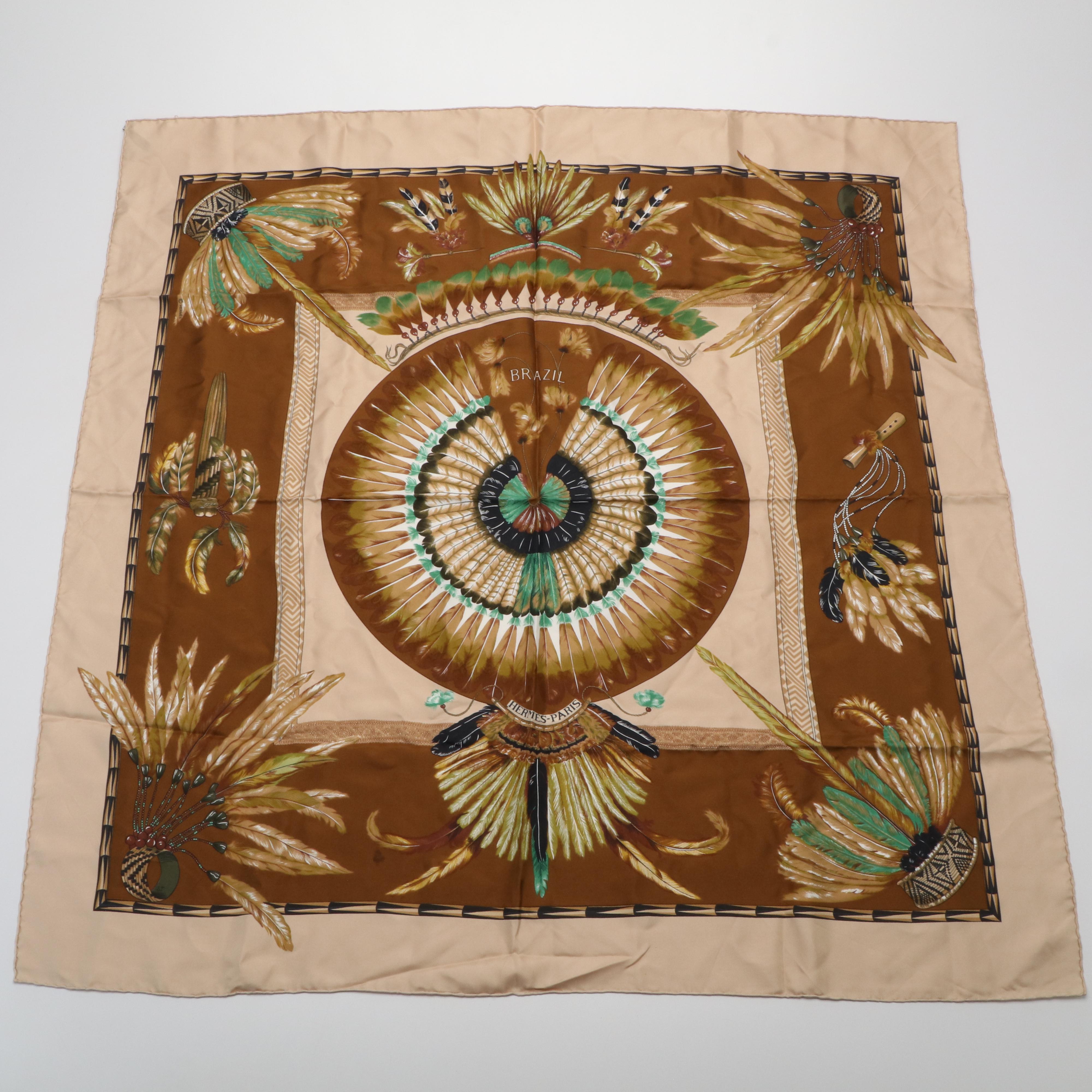 Hermès "Brazil" Silk Twill Scarf 90