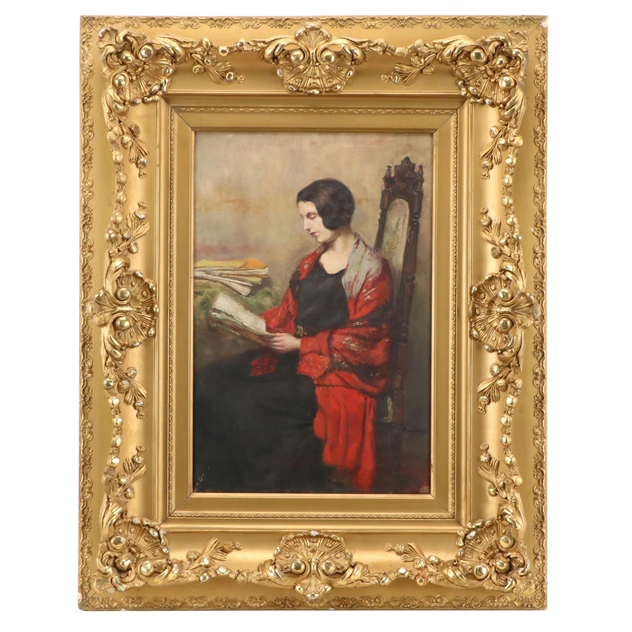 Oil Portrait of Seated Figure, Early 20th Century