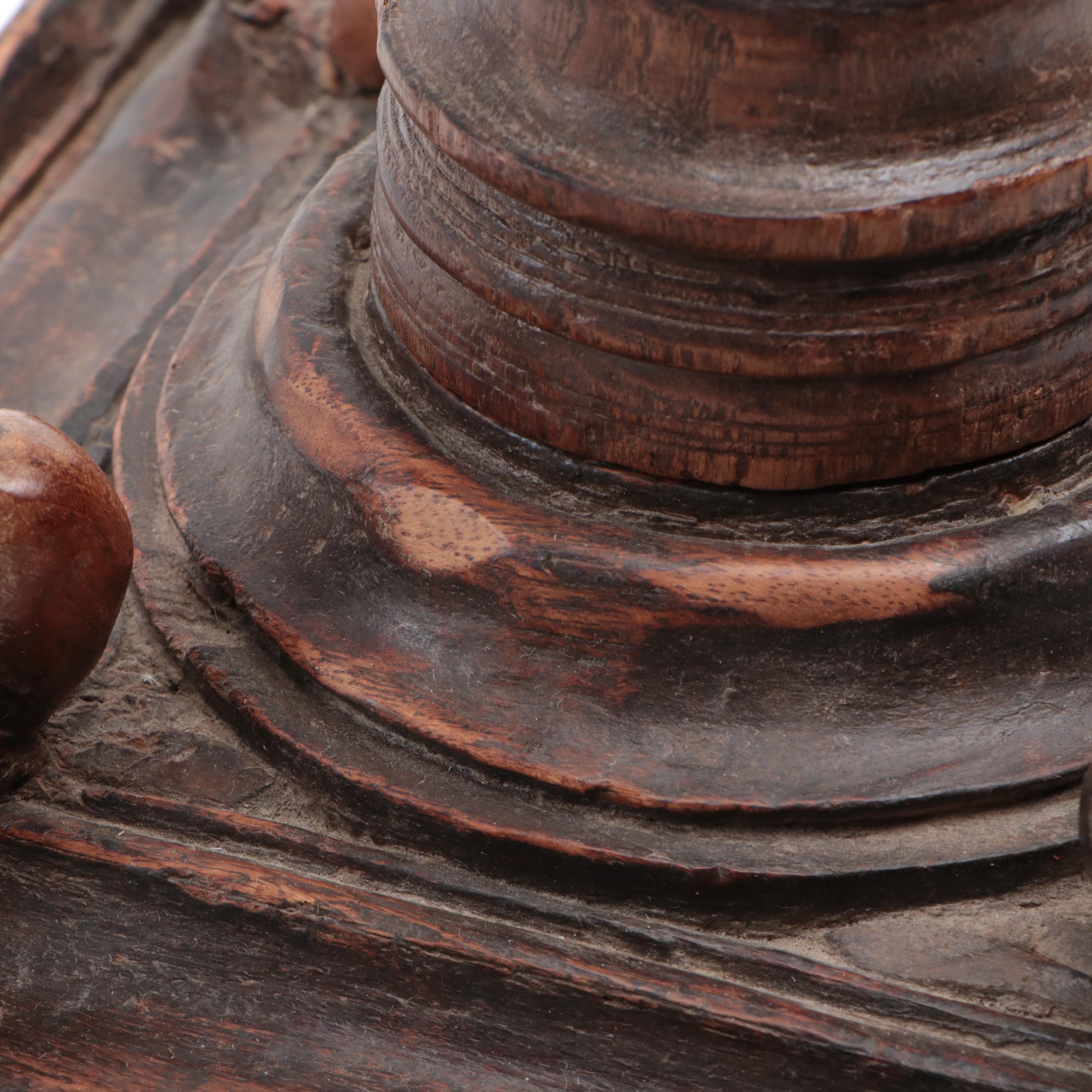 Indian Style Hand-Carved Wooden Noodle Press, 19th Century