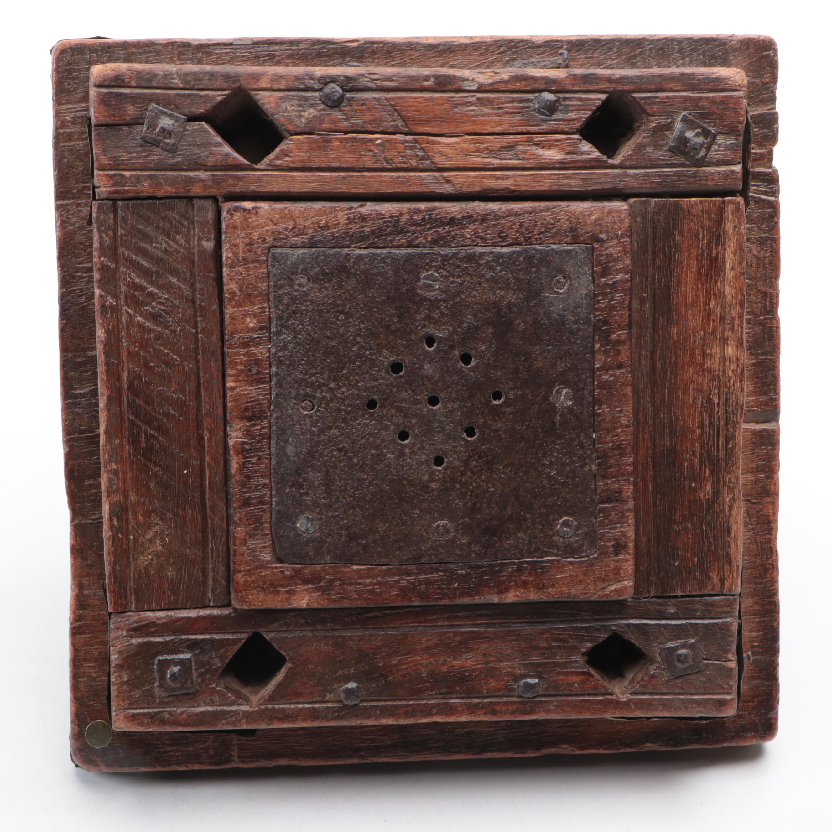 Indian Style Hand-Carved Wooden Noodle Press, 19th Century