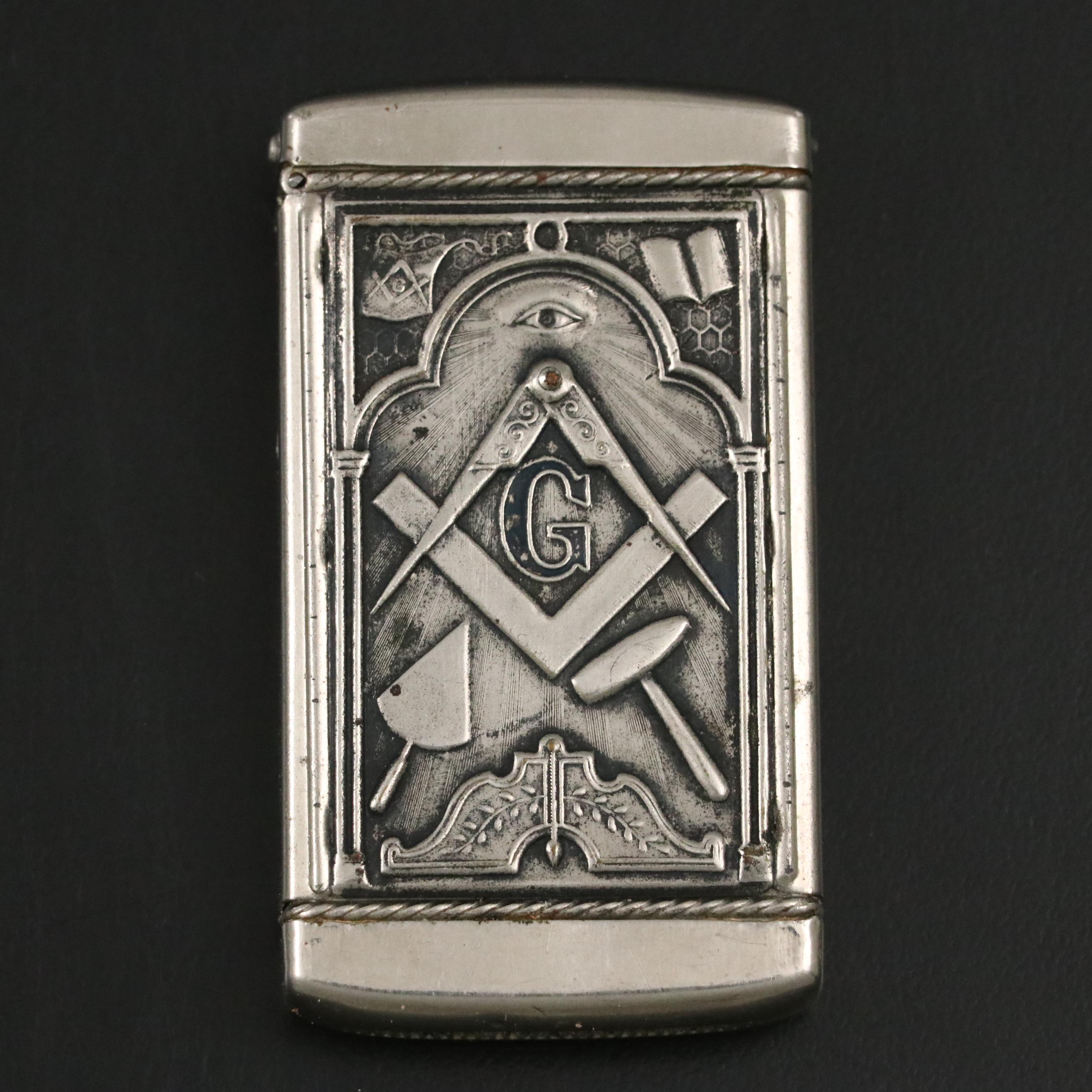 Masonic Silver Plate Match Case, 1904