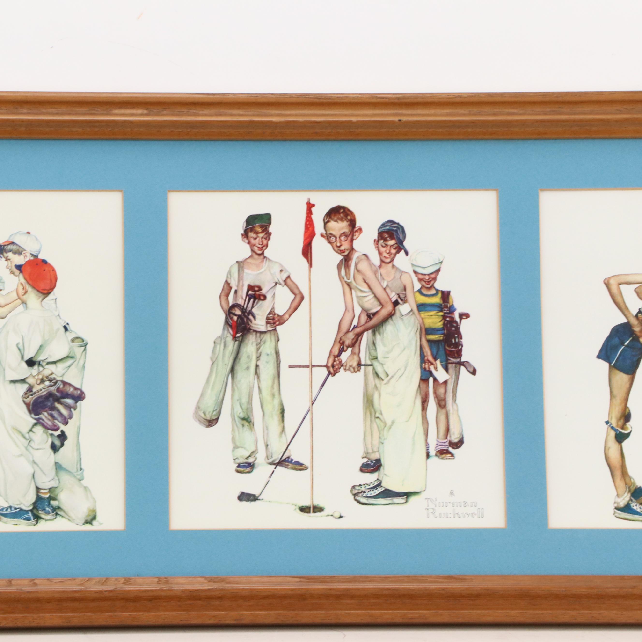 Four Sports-Themed Offset Lithographs After Norman Rockwell