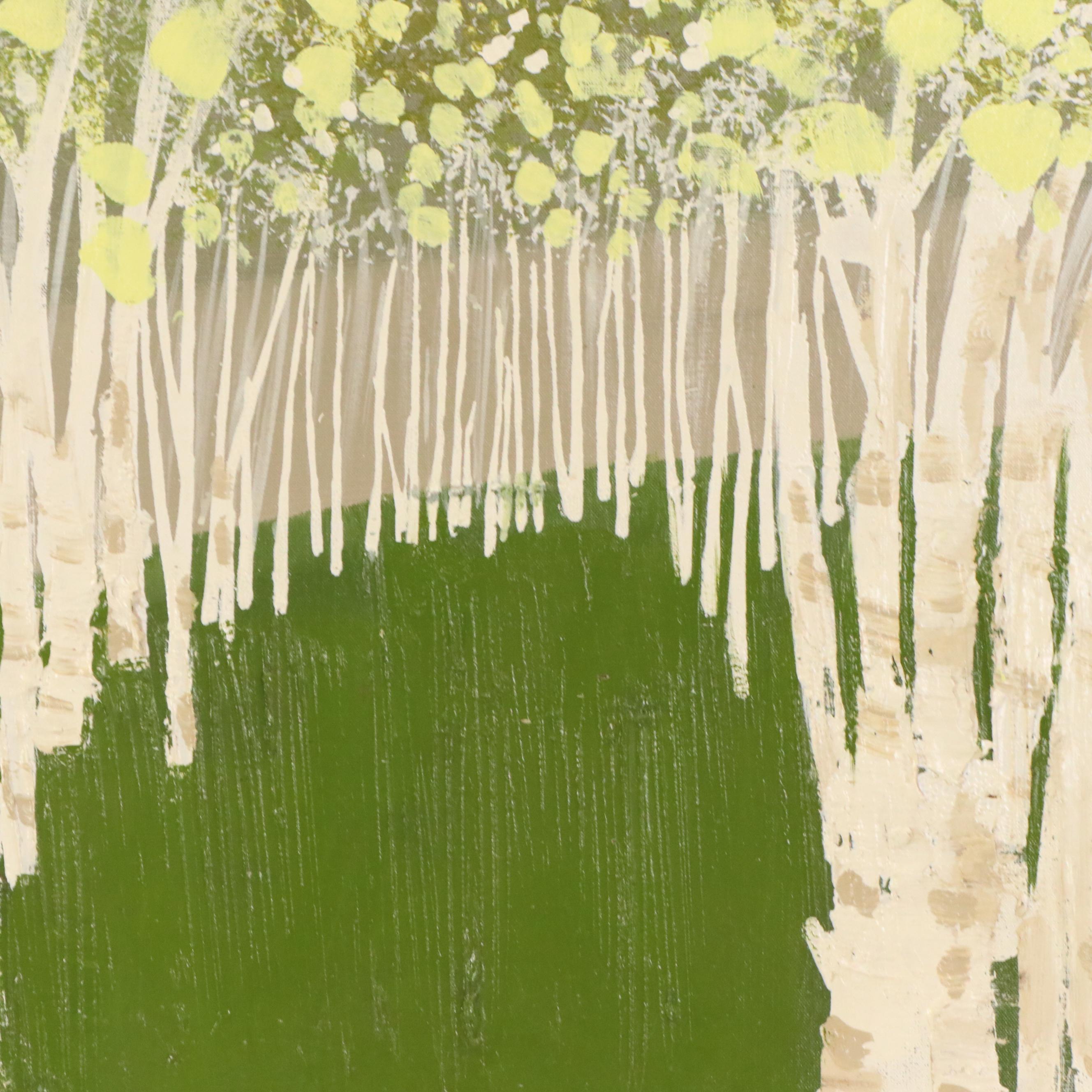 Lee Reynolds Vanguard Studios Oil Painting of an Abstract Landscape with Trees