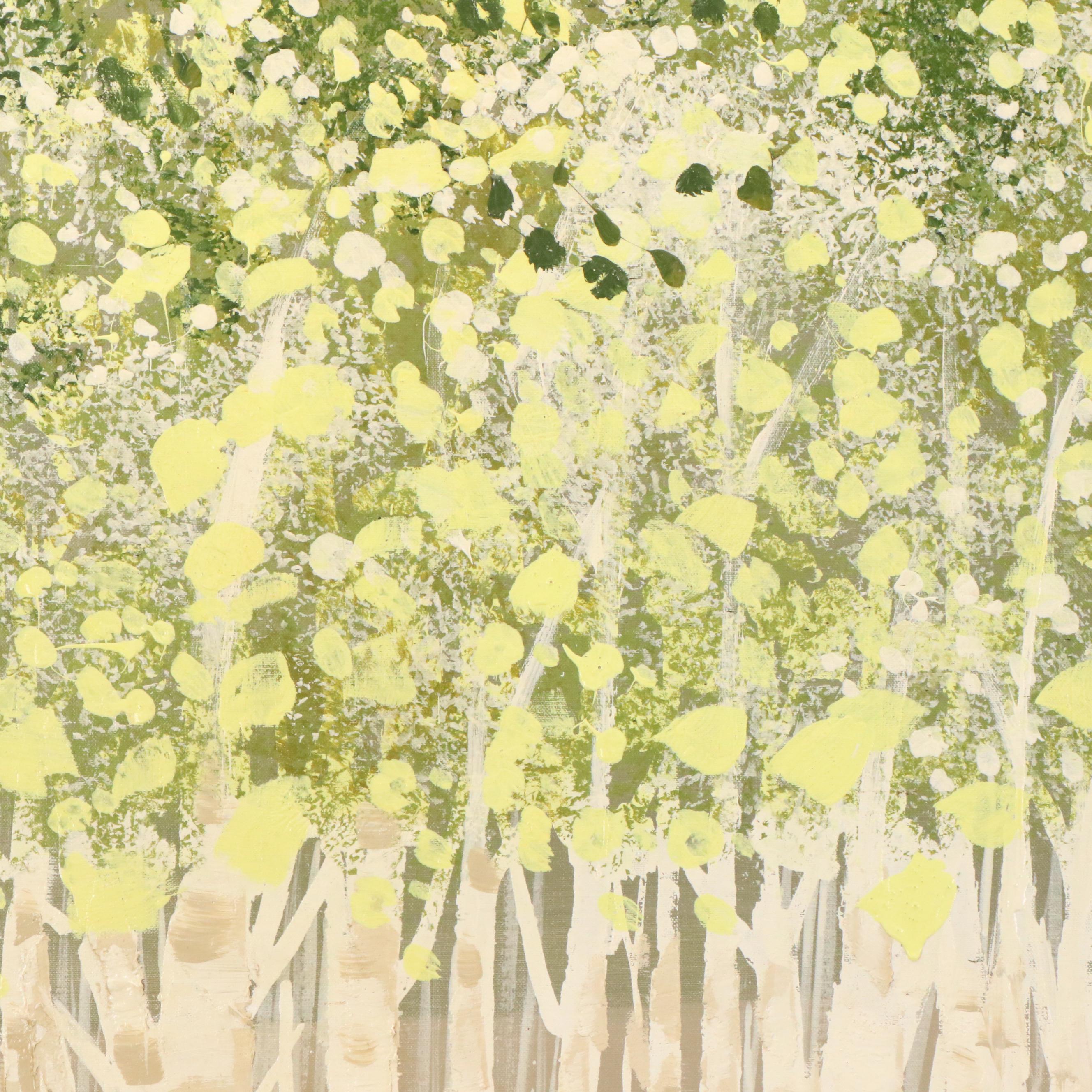 Lee Reynolds Vanguard Studios Oil Painting of an Abstract Landscape with Trees