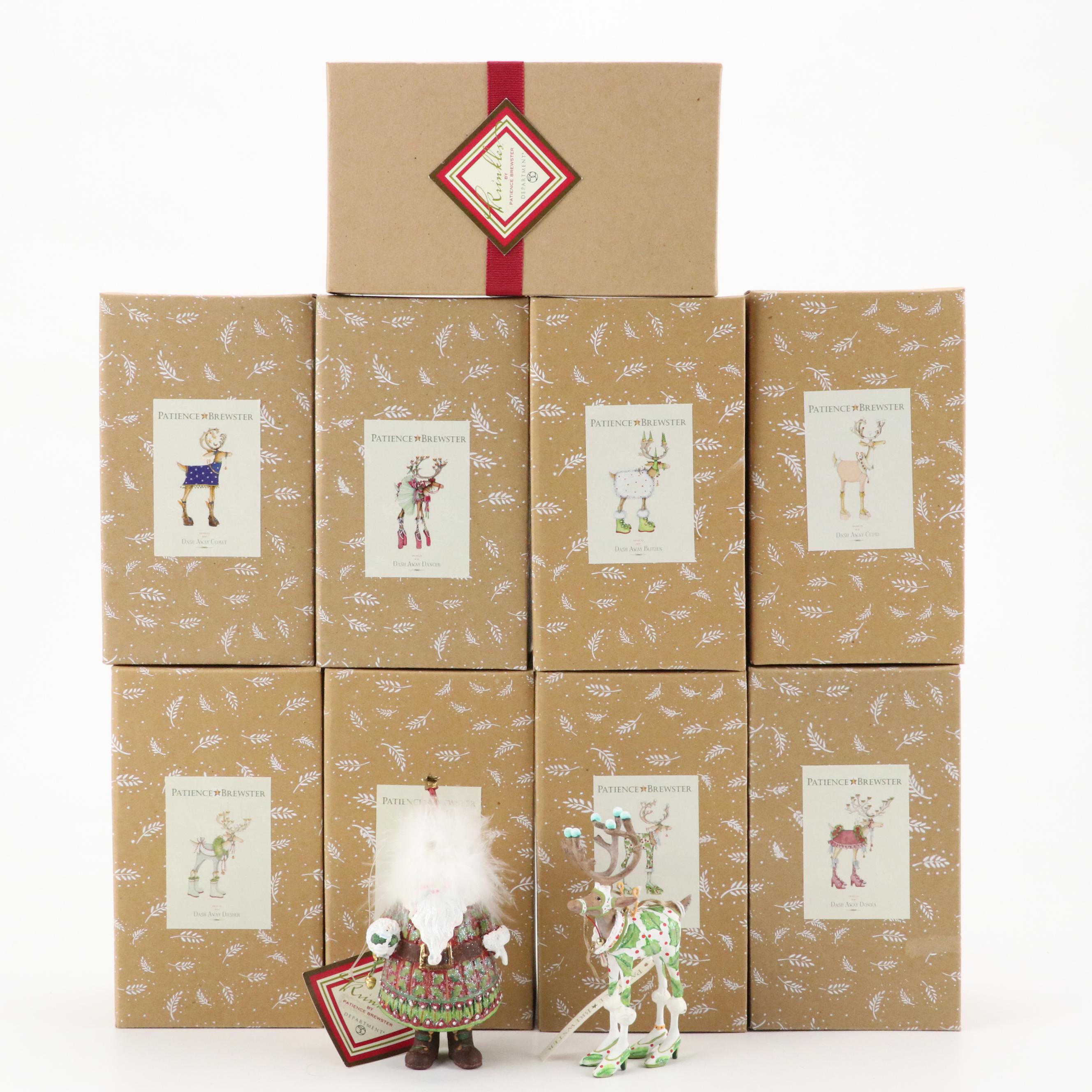 Krinkles by Patience Brewster "Dash Away" Santa and Reindeer Figurines