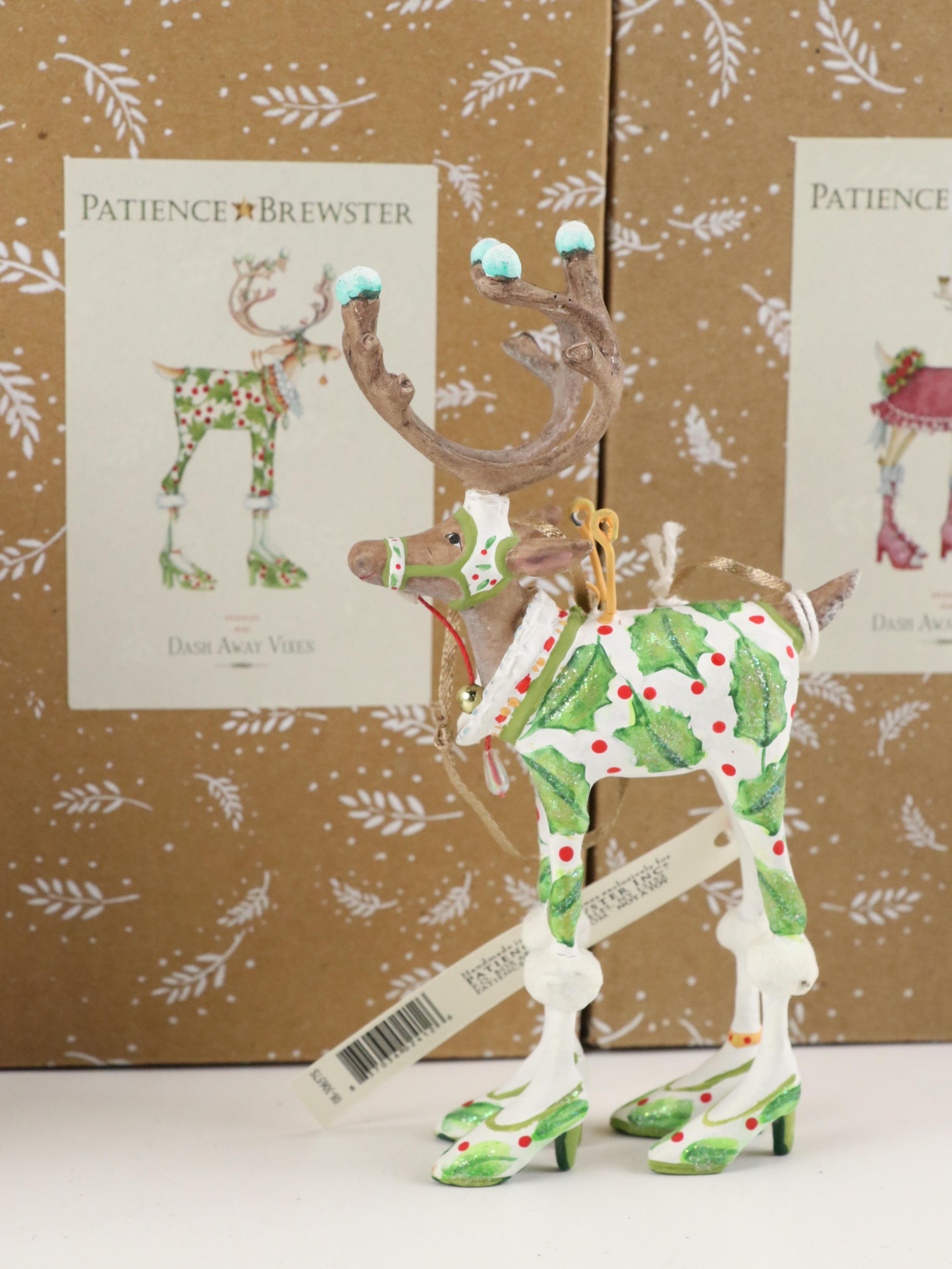 Krinkles by Patience Brewster "Dash Away" Santa and Reindeer Figurines