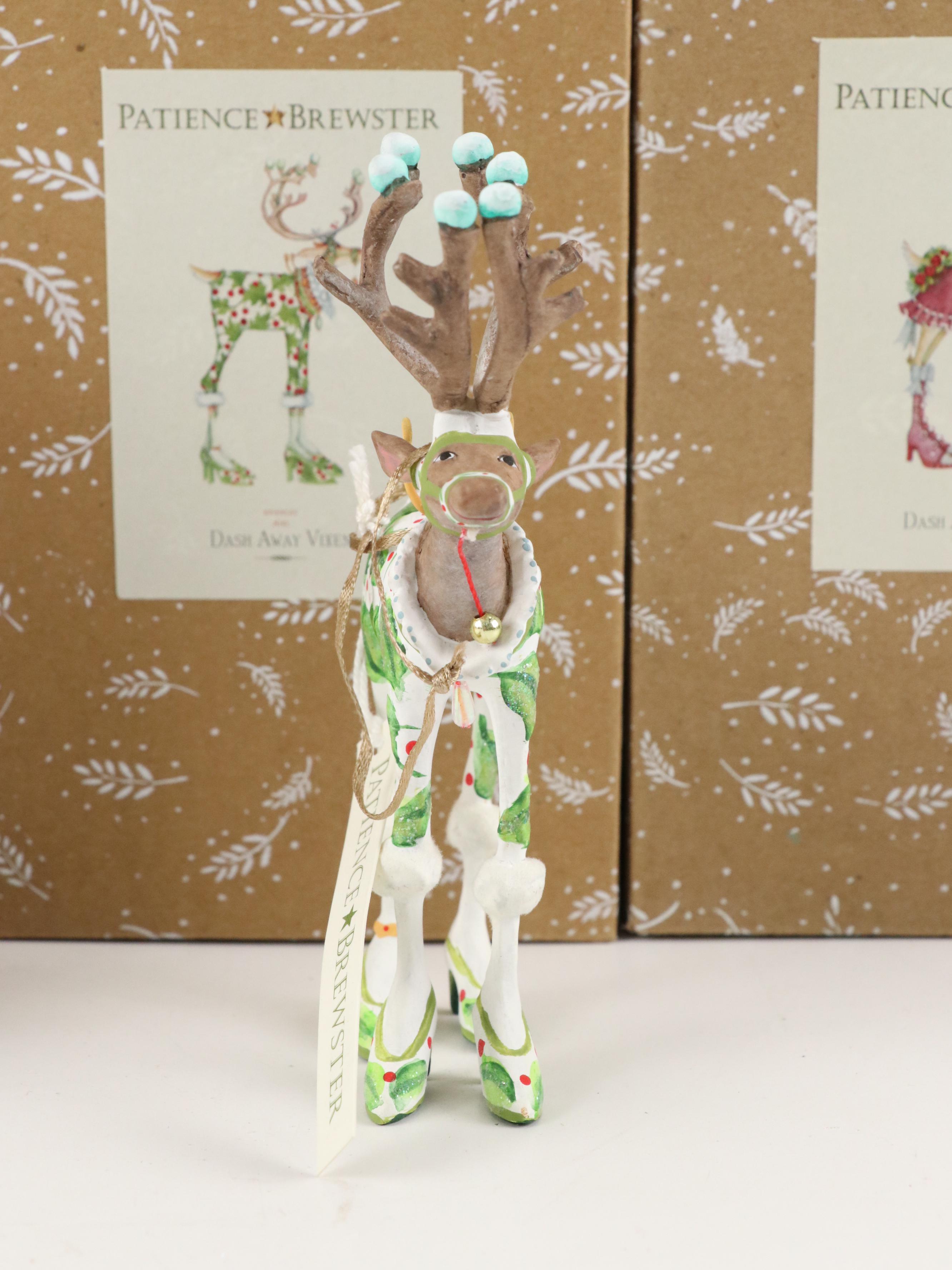 Krinkles by Patience Brewster "Dash Away" Santa and Reindeer Figurines