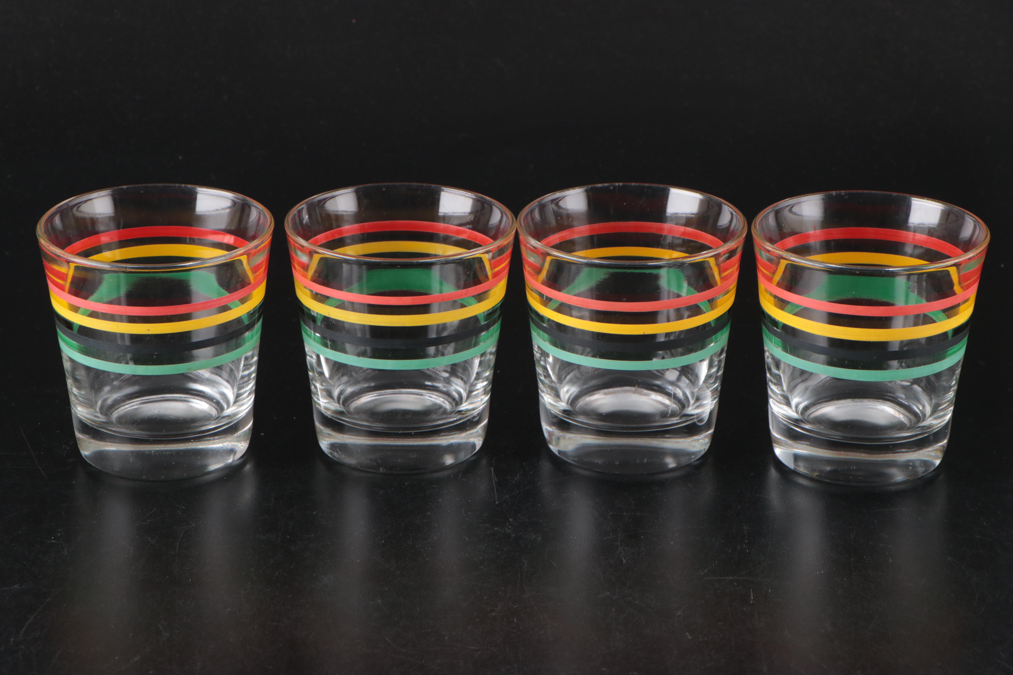 Anchor-Hocking "Ring Ding" Glass Tumblers with Other Printed Glassware