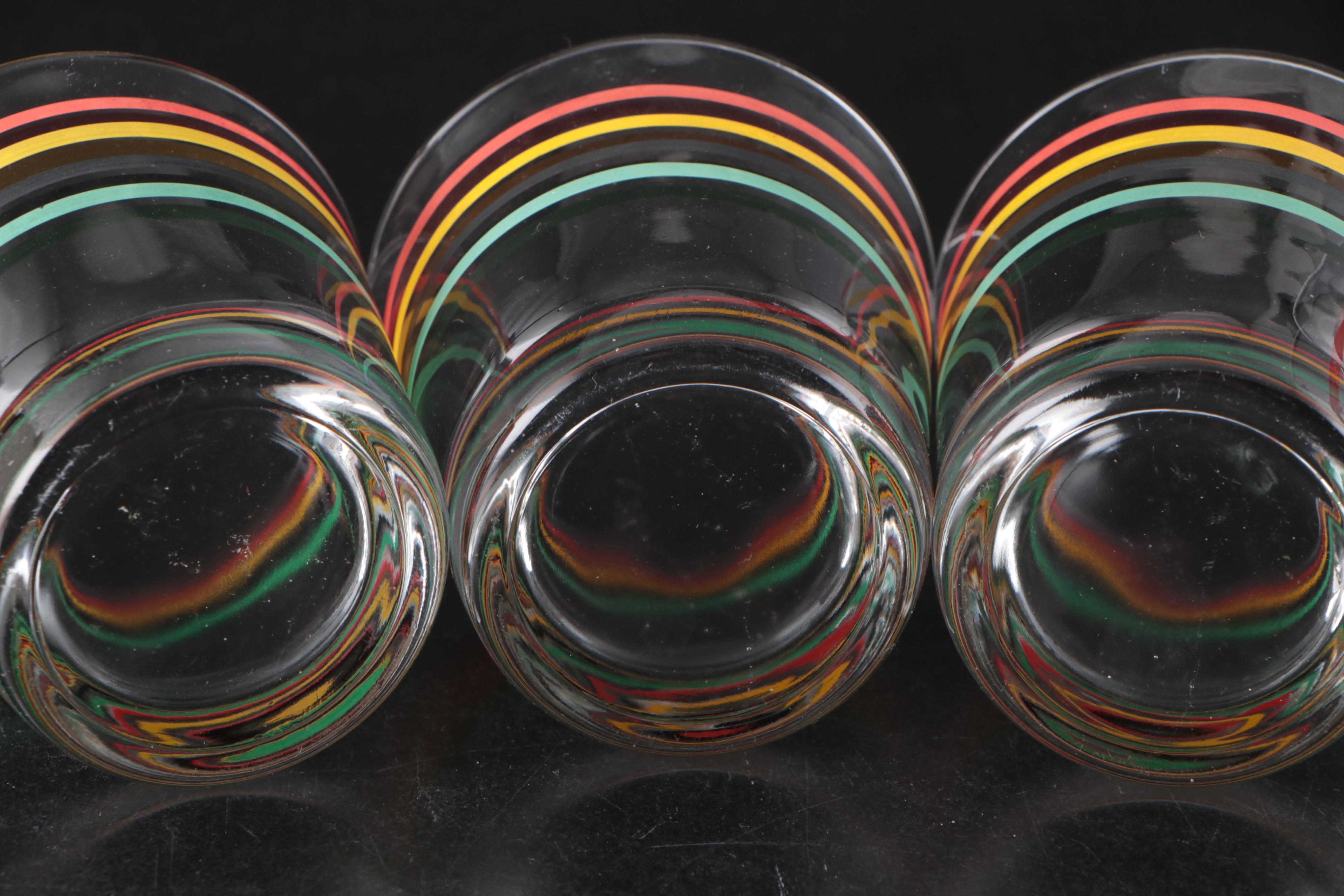 Anchor-Hocking "Ring Ding" Glass Tumblers with Other Printed Glassware