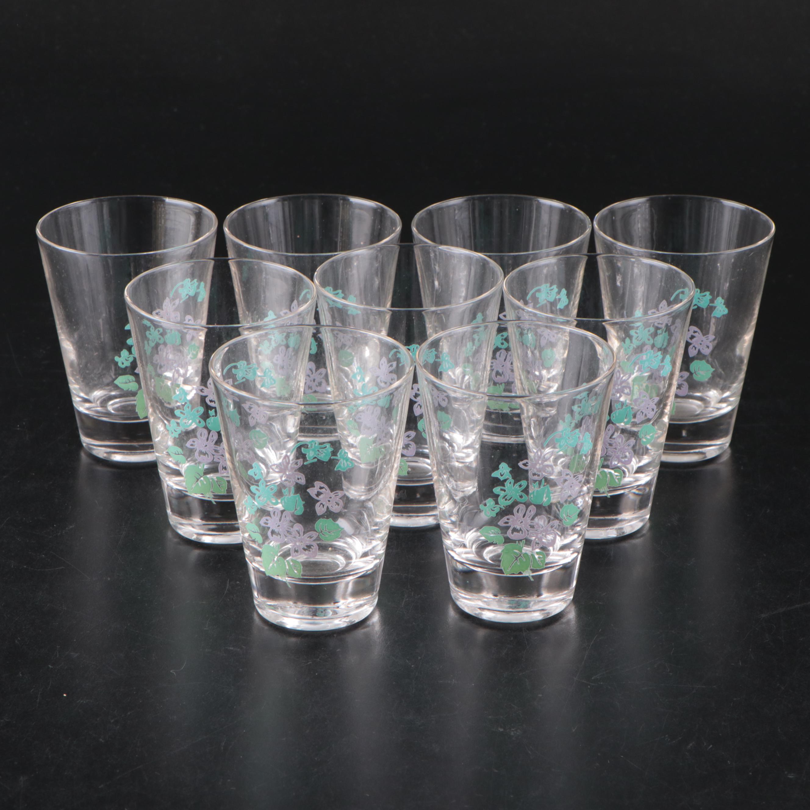Anchor-Hocking "Ring Ding" Glass Tumblers with Other Printed Glassware