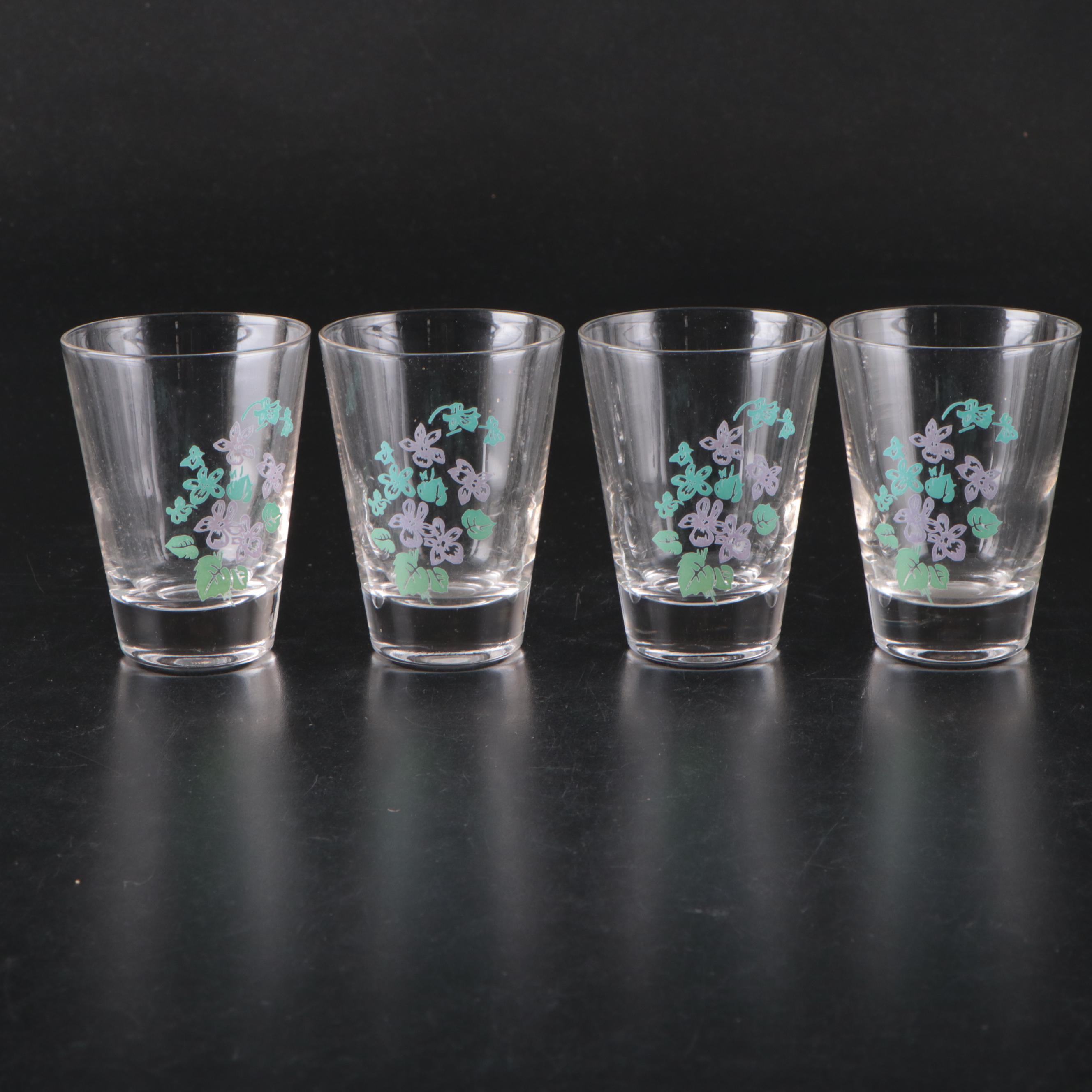 Anchor-Hocking "Ring Ding" Glass Tumblers with Other Printed Glassware