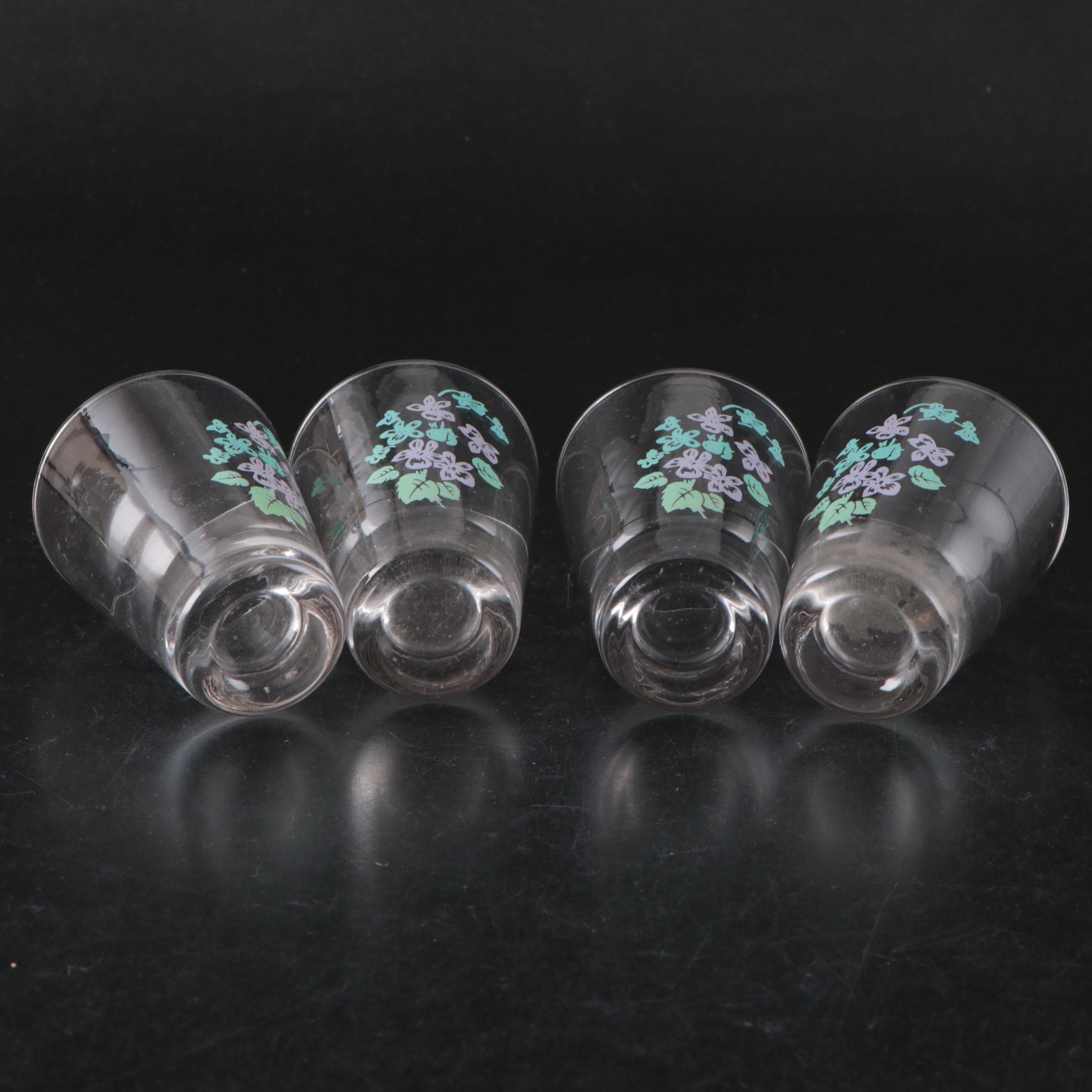 Anchor-Hocking "Ring Ding" Glass Tumblers with Other Printed Glassware