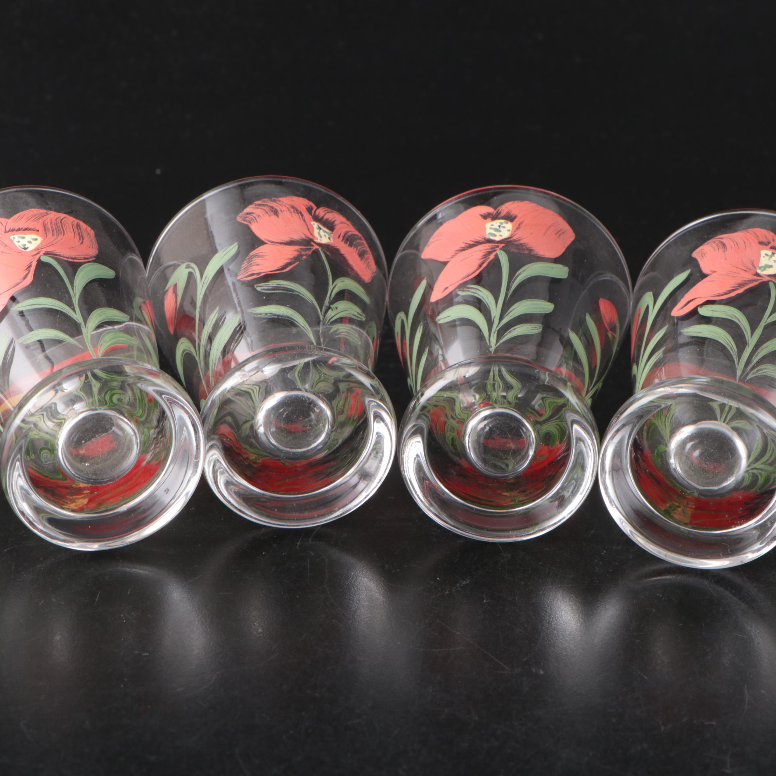 Anchor-Hocking "Ring Ding" Glass Tumblers with Other Printed Glassware