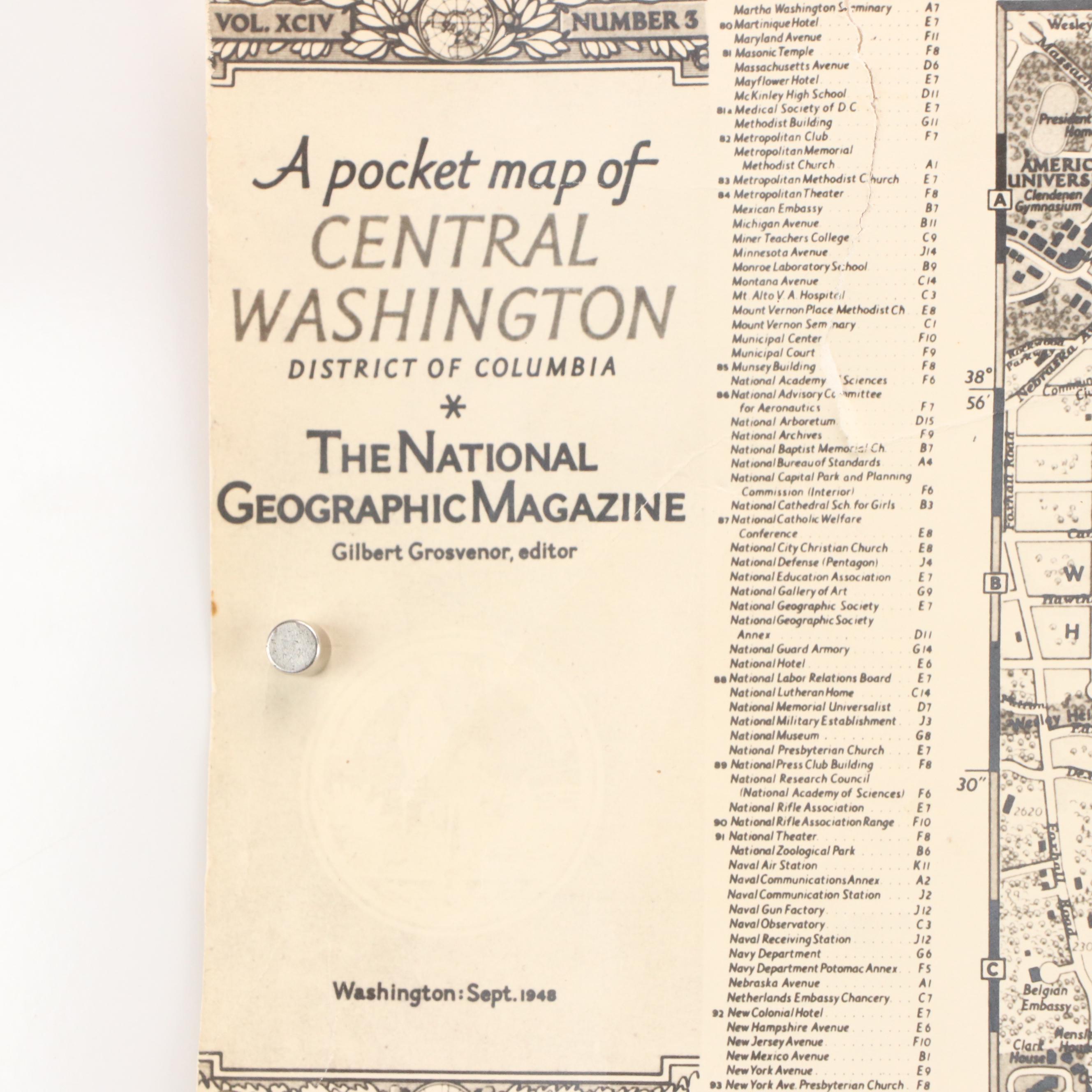 National Geographic "Pocket Map of Central Washington District of Columbia"