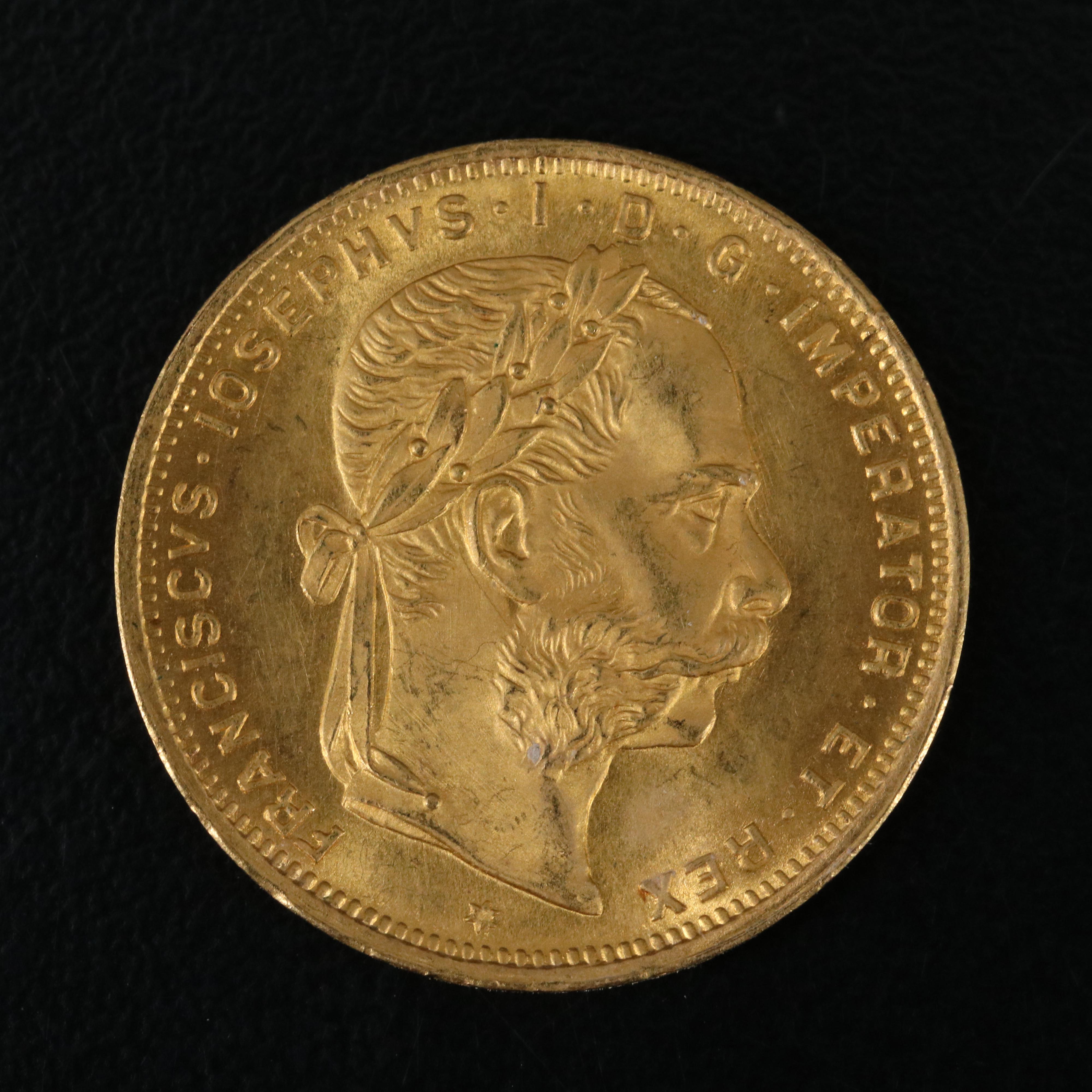 1892 Austria 8 Florin Gold Coin Re-strike
