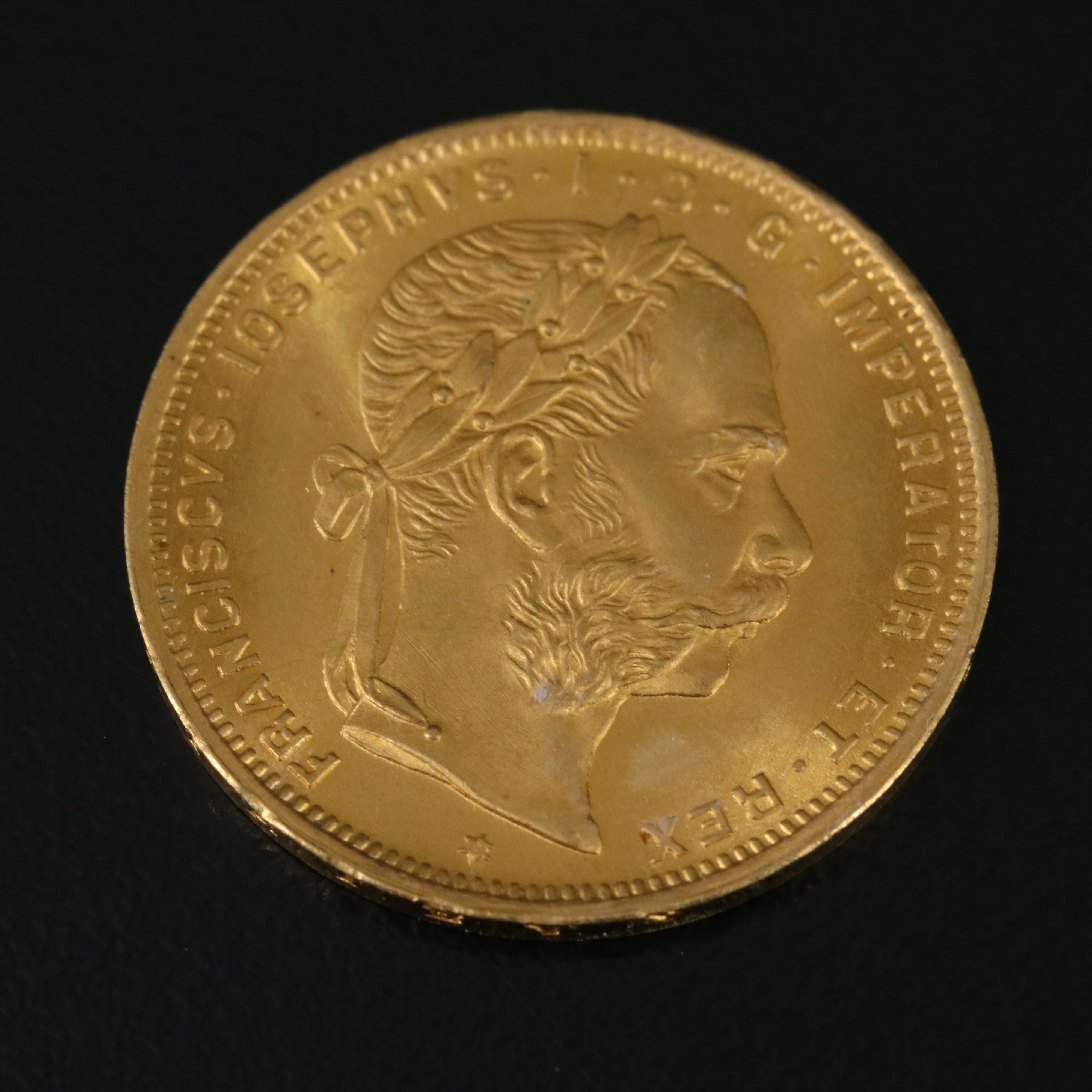 1892 Austria 8 Florin Gold Coin Re-strike