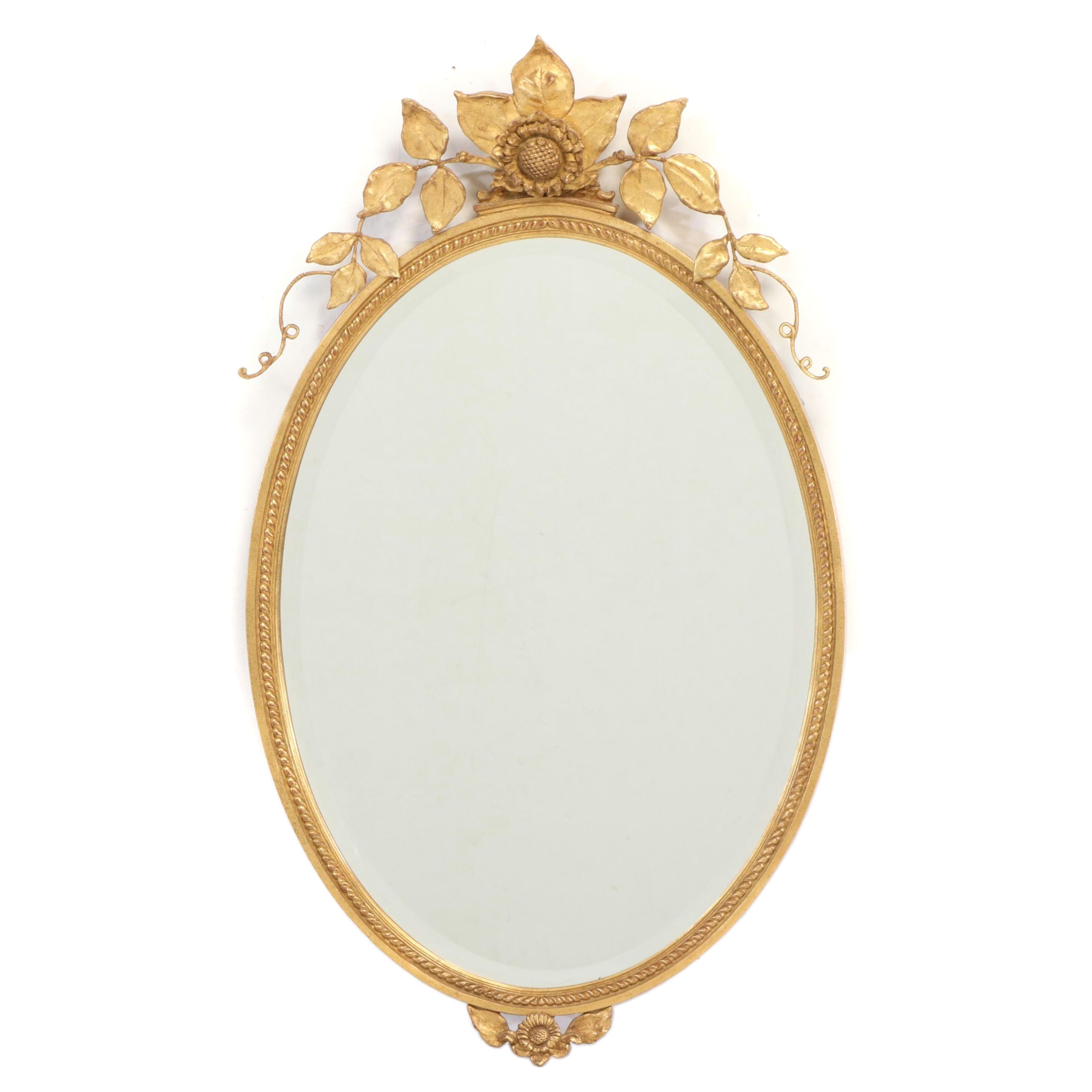 Carol Canner for Carvers' Guild Giltwood and Composition Sunflower Mirror