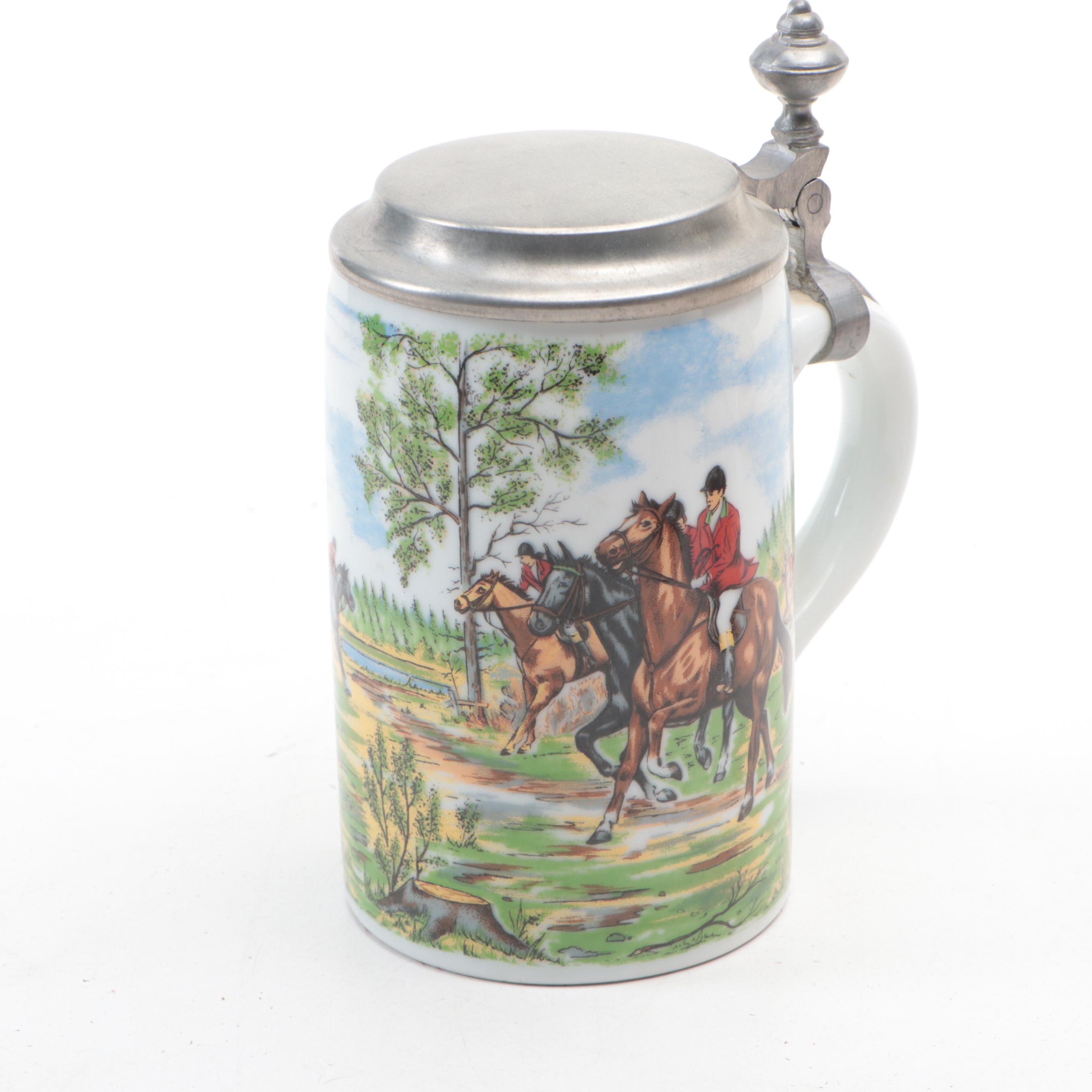 Sandizell German and Other Ceramic Beer Steins, Mid to Late 20th Century