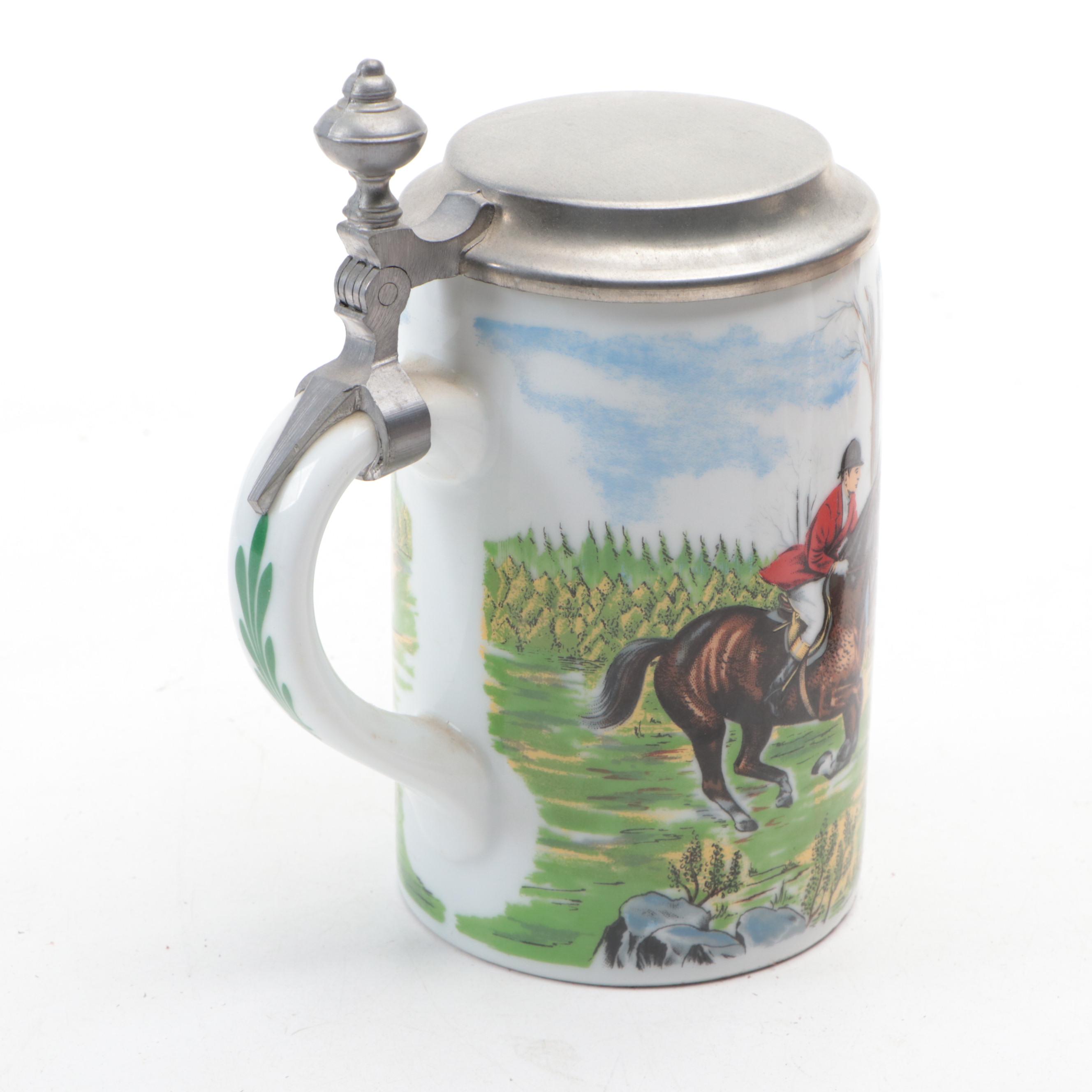 Sandizell German and Other Ceramic Beer Steins, Mid to Late 20th Century