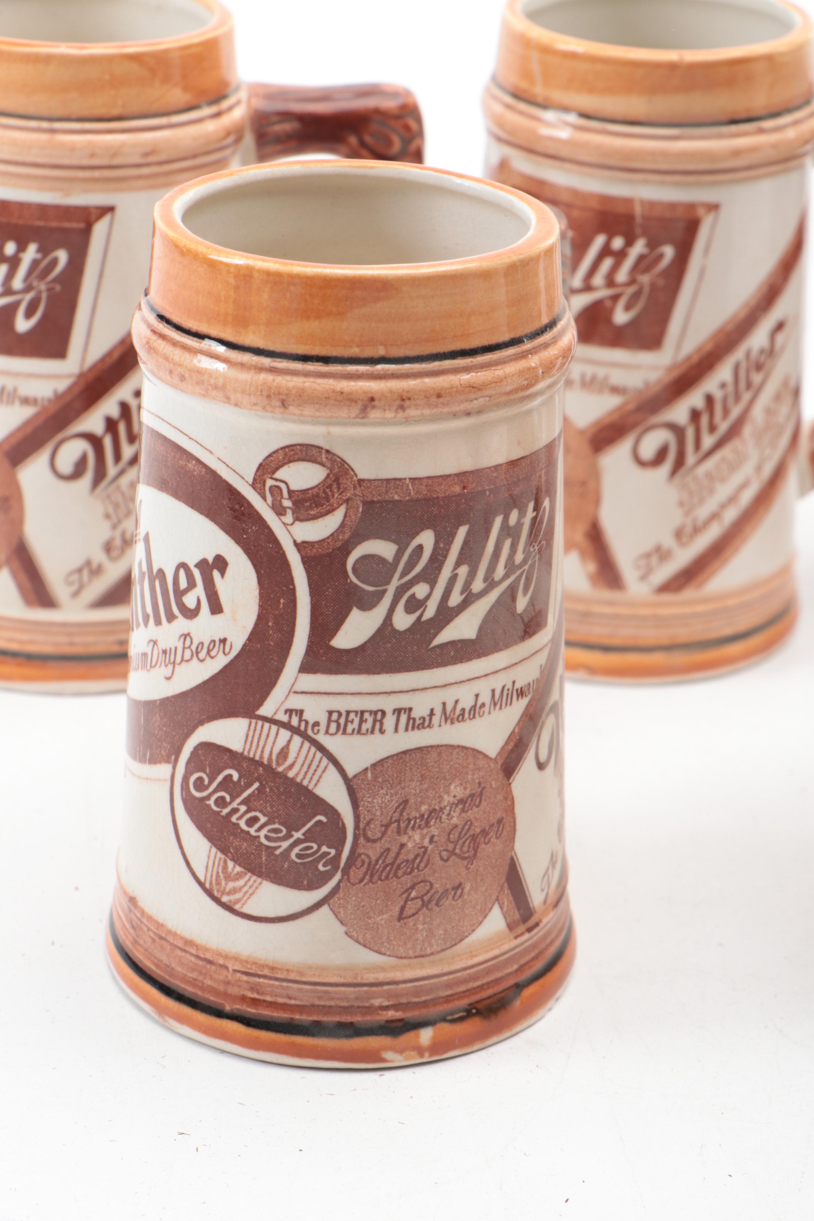 Sandizell German and Other Ceramic Beer Steins, Mid to Late 20th Century