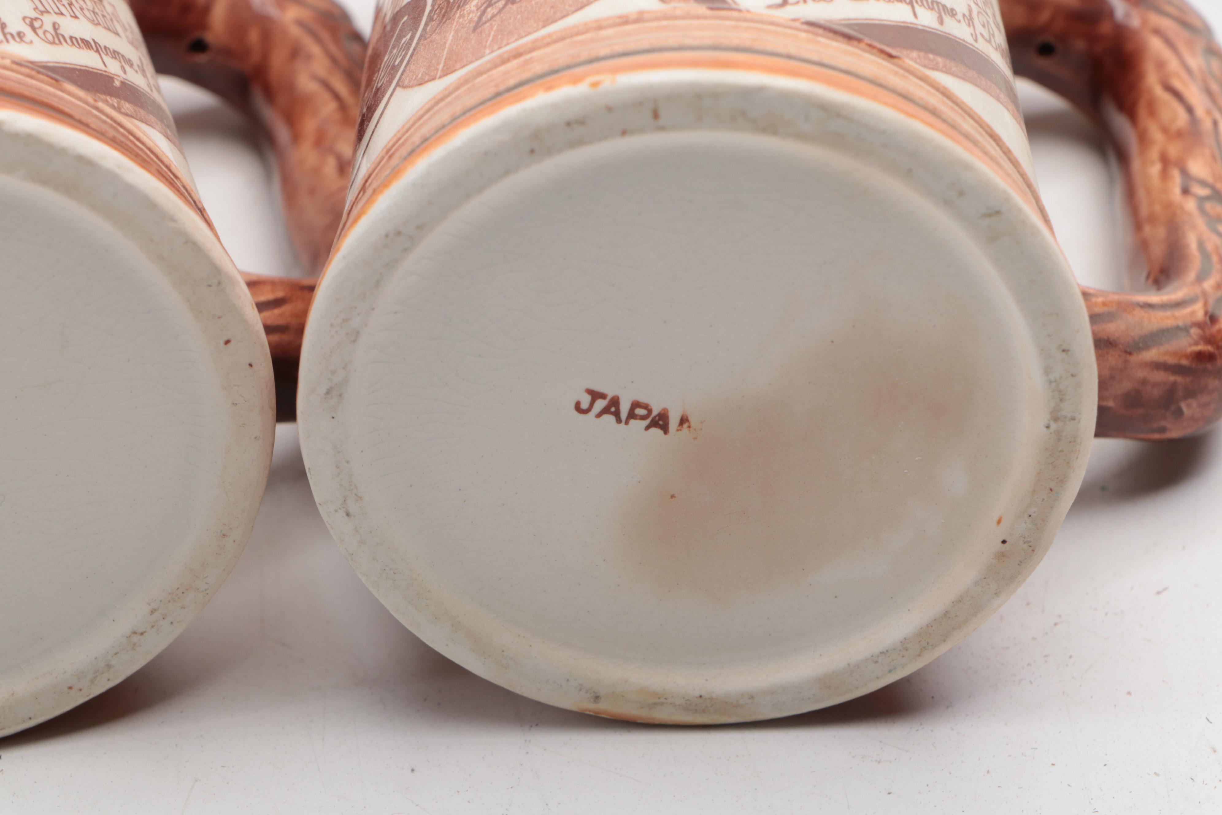 Sandizell German and Other Ceramic Beer Steins, Mid to Late 20th Century