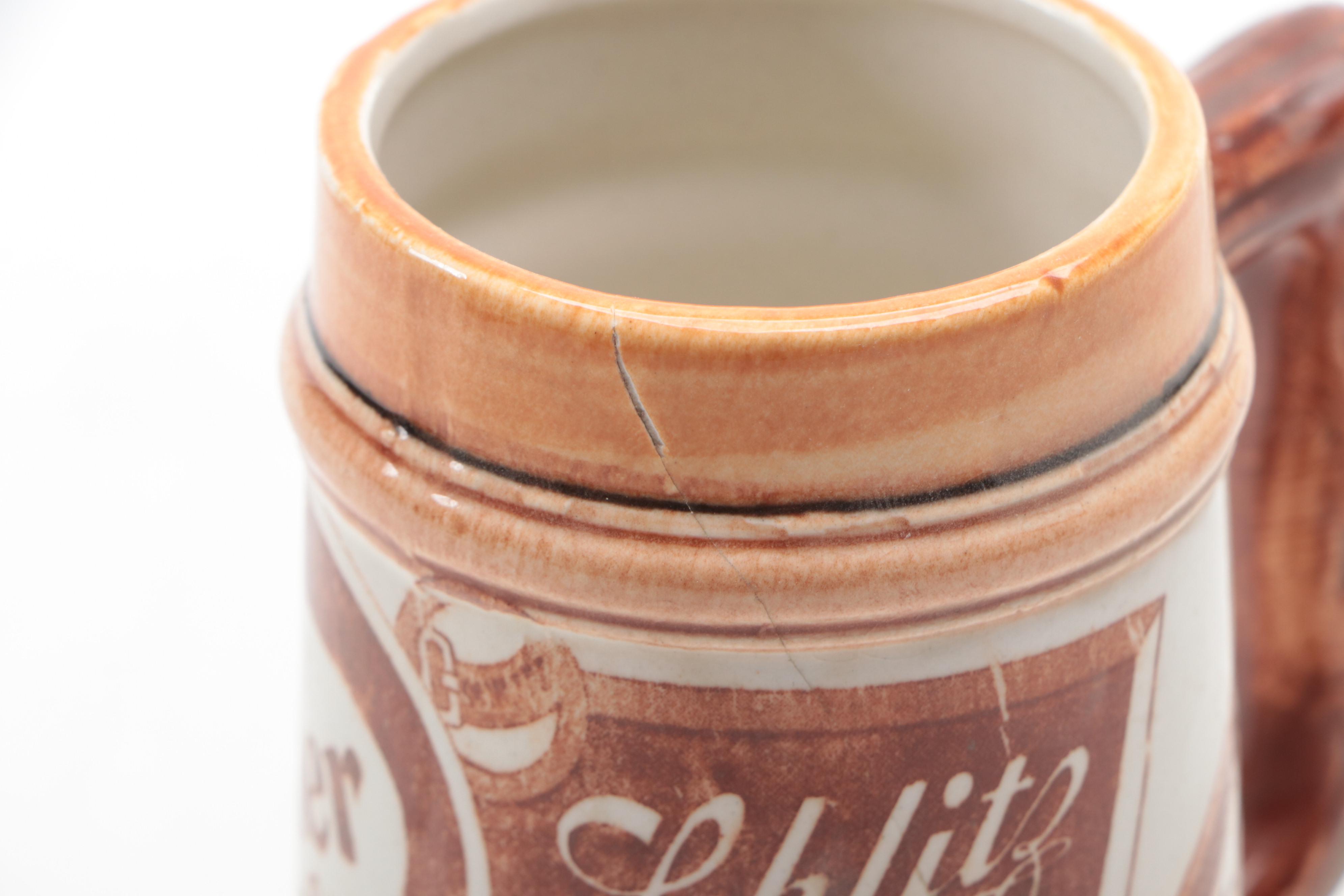 Sandizell German and Other Ceramic Beer Steins, Mid to Late 20th Century