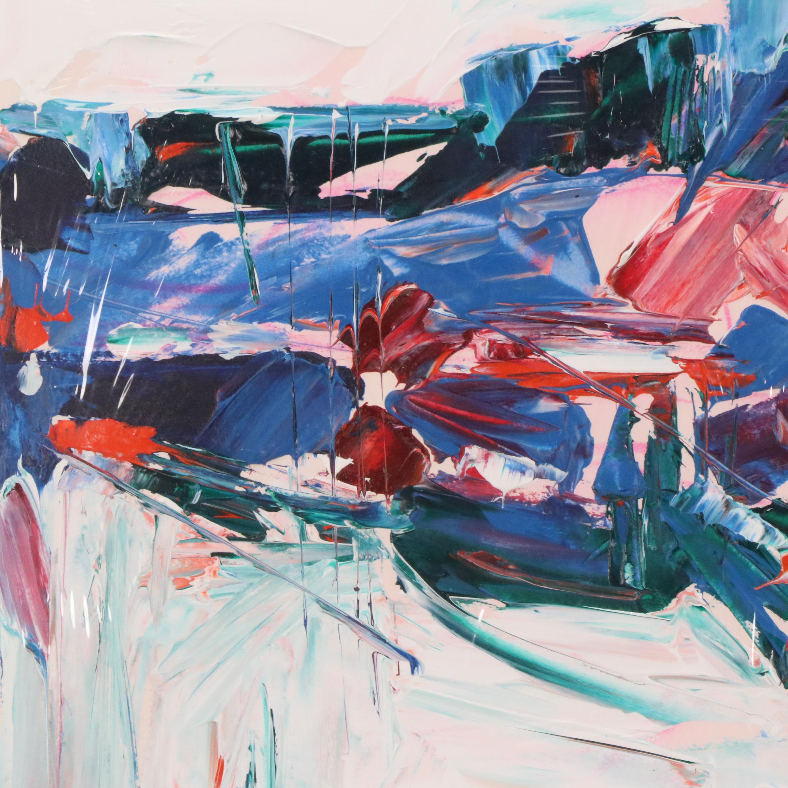 Jack Meanwell Modern Abstract Landscape Oil Painting, 1989