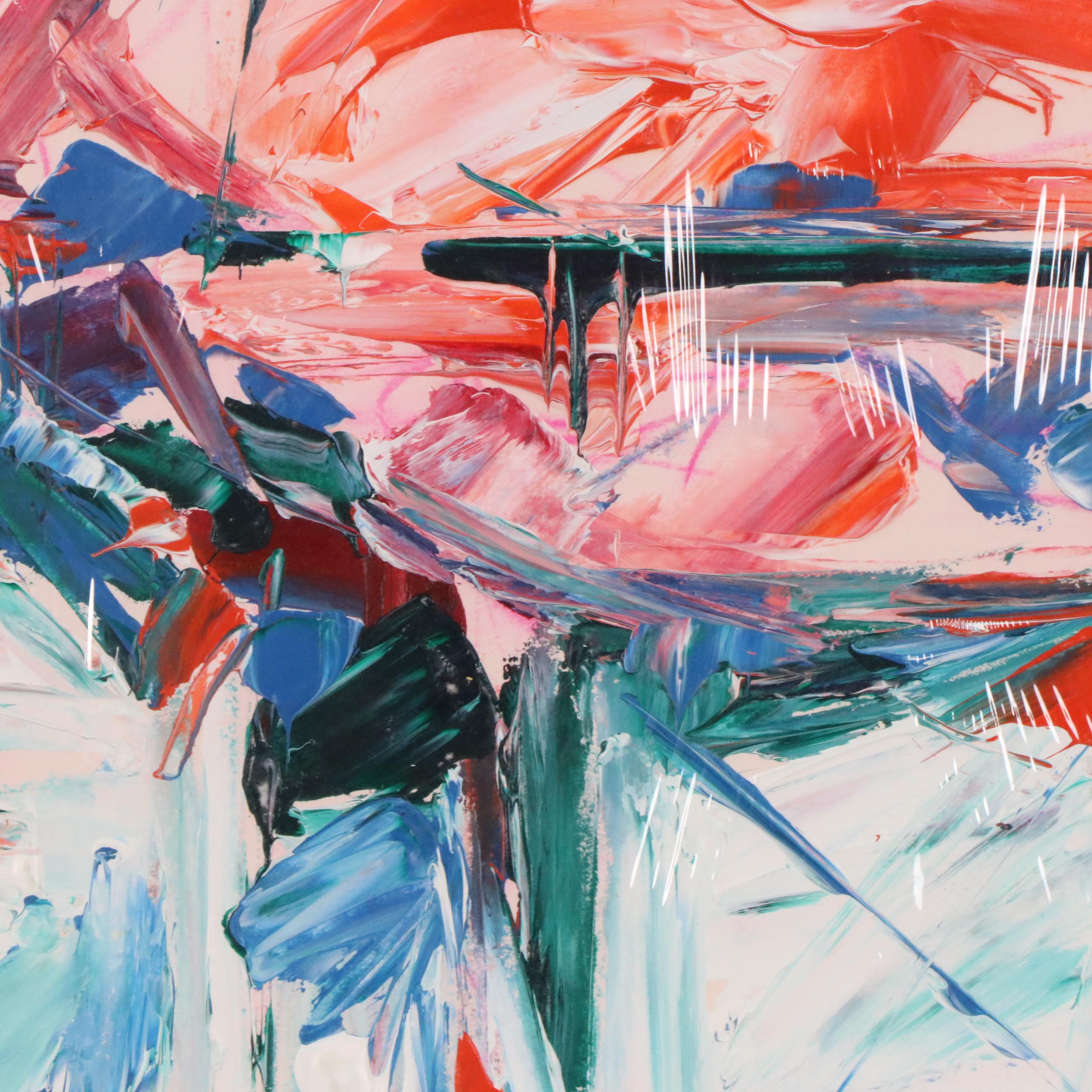 Jack Meanwell Modern Abstract Landscape Oil Painting, 1989