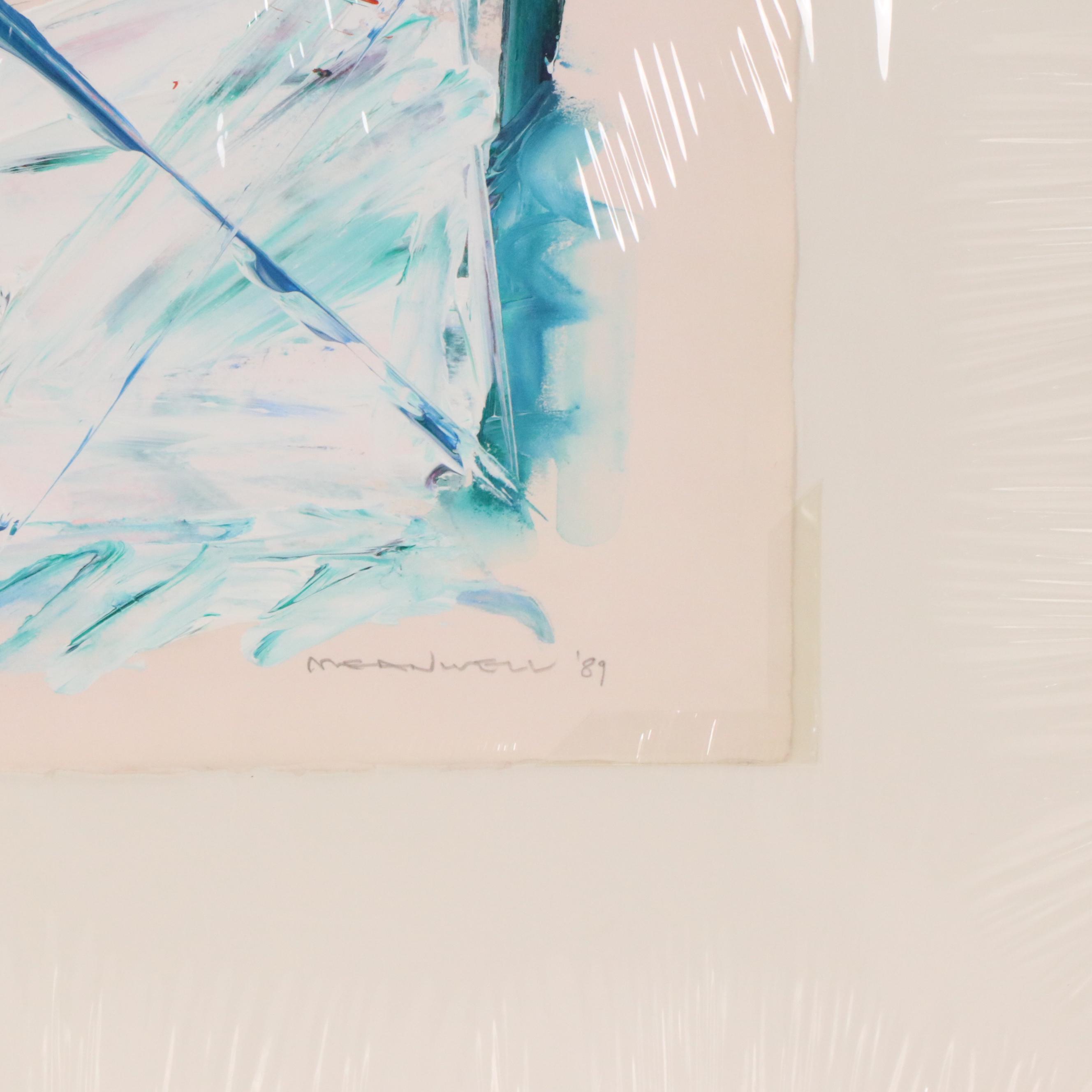 Jack Meanwell Modern Abstract Landscape Oil Painting, 1989