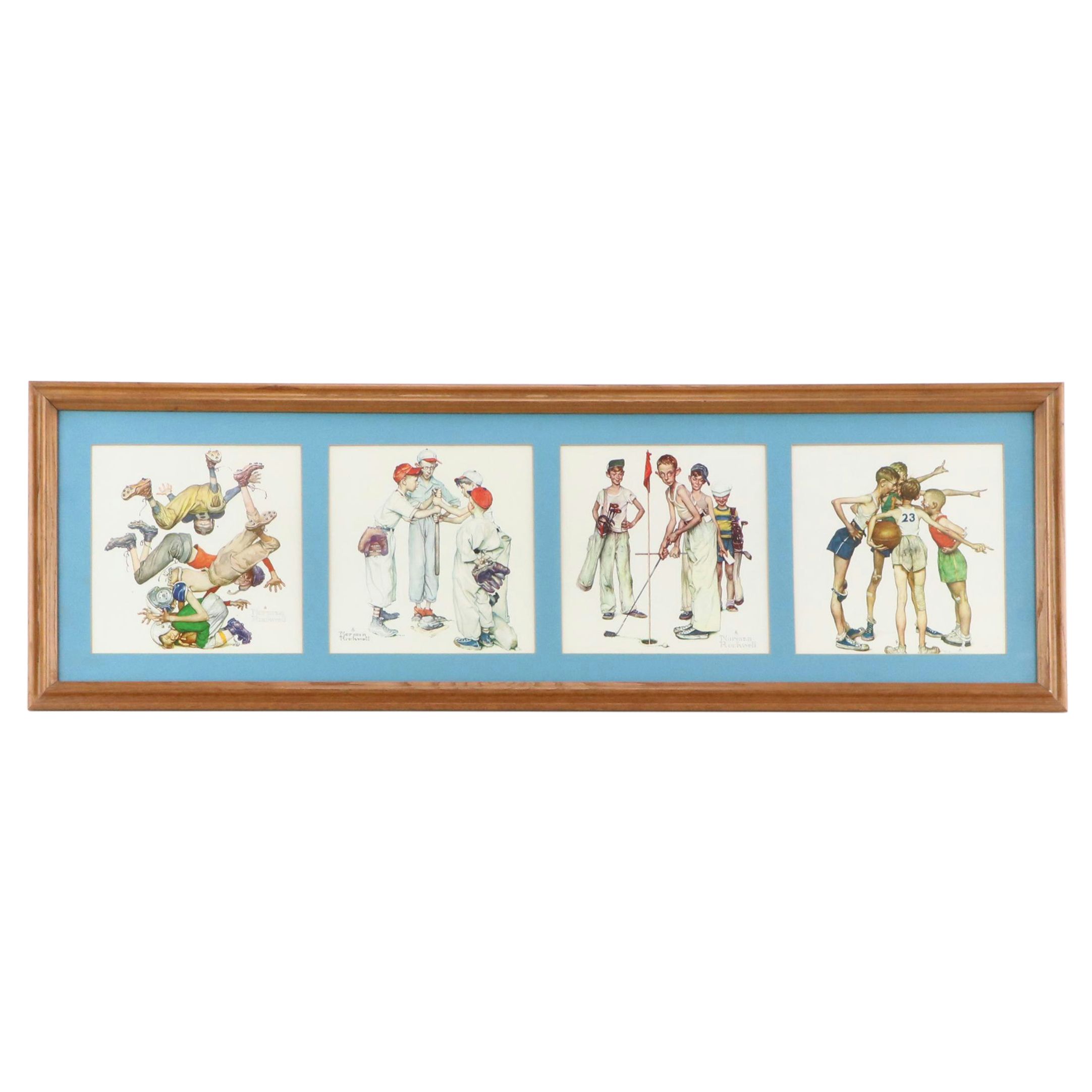 Four Sports-Themed Offset Lithographs After Norman Rockwell