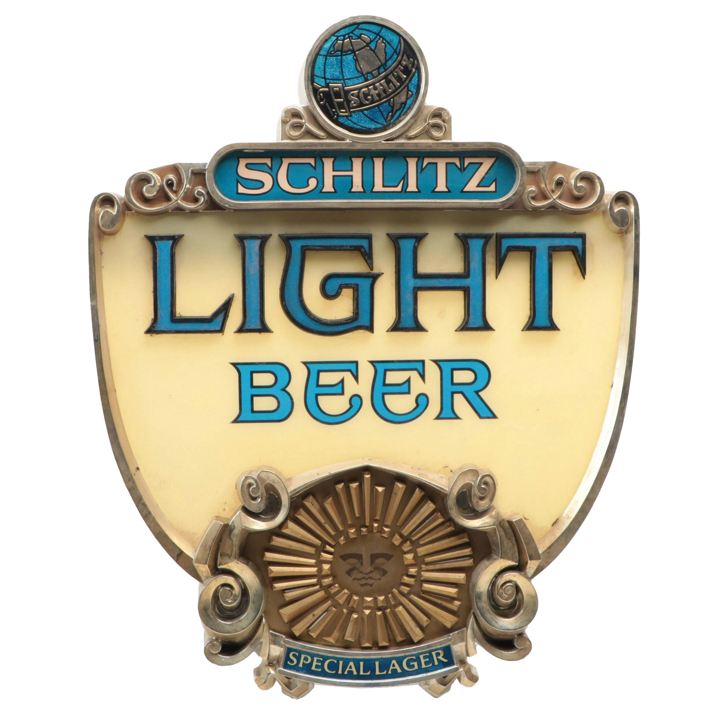 Schlitz Light Beer Special Lager Advertising Sign, 1976
