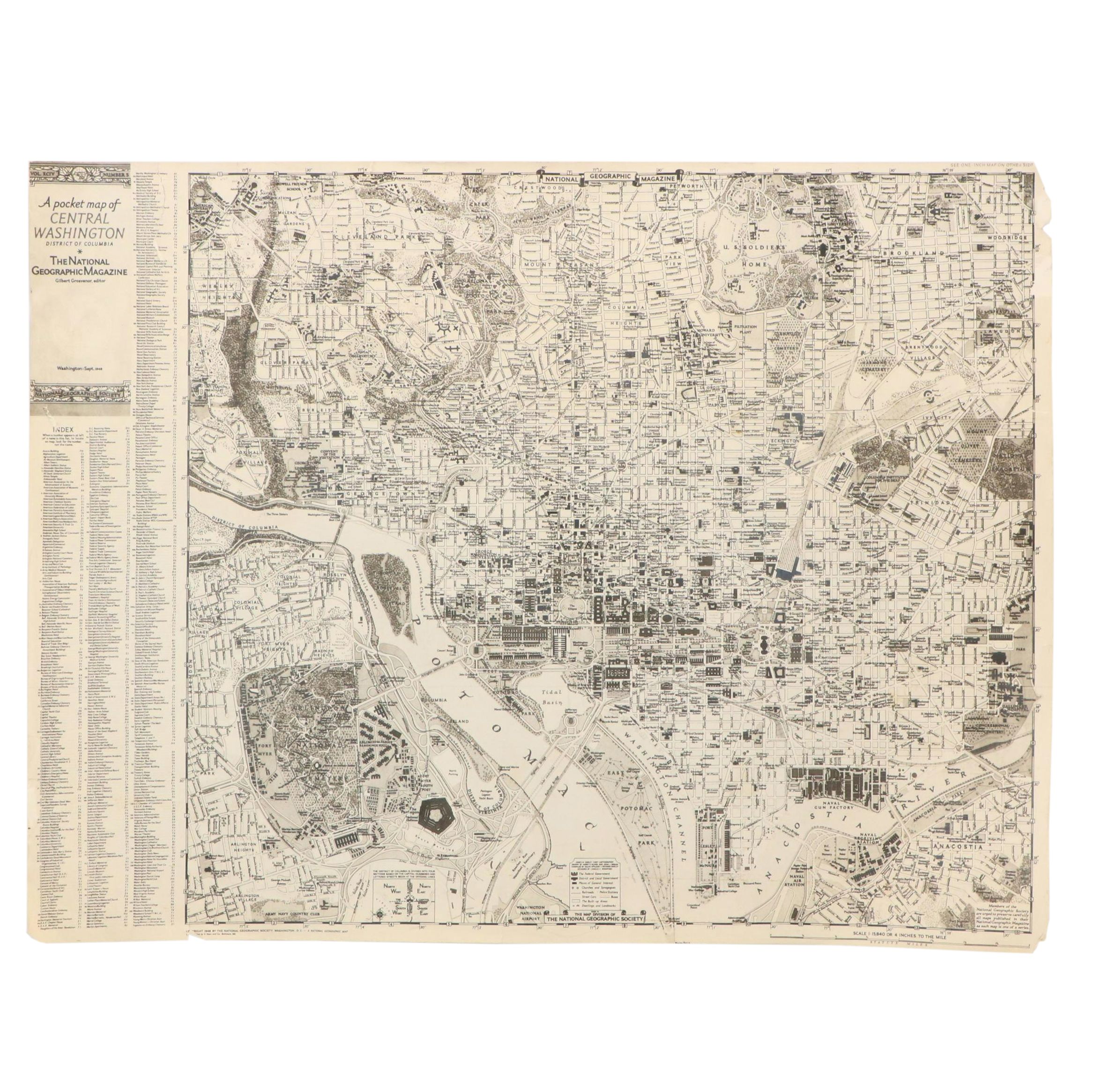 National Geographic "Pocket Map of Central Washington District of Columbia"