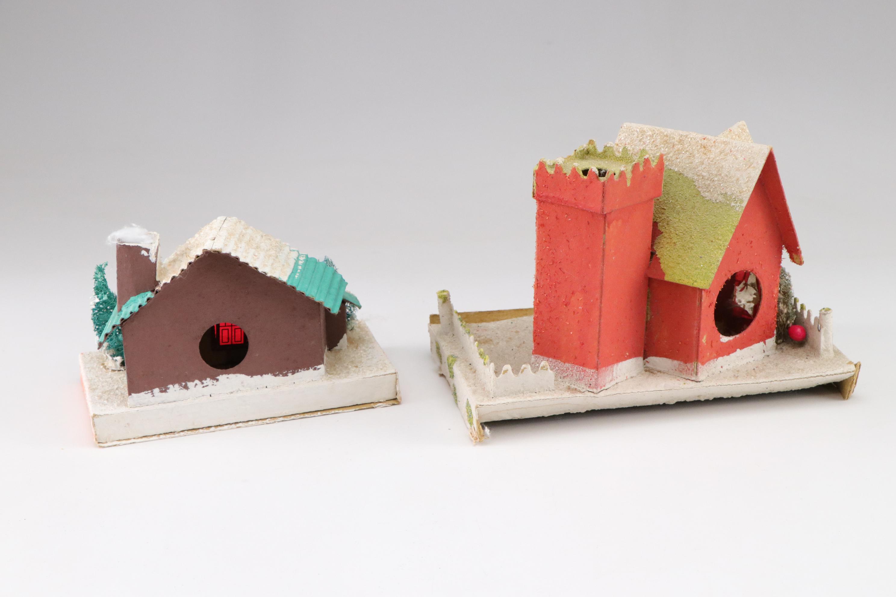 Putz Christmas Village Miniatures with Artificial Snow