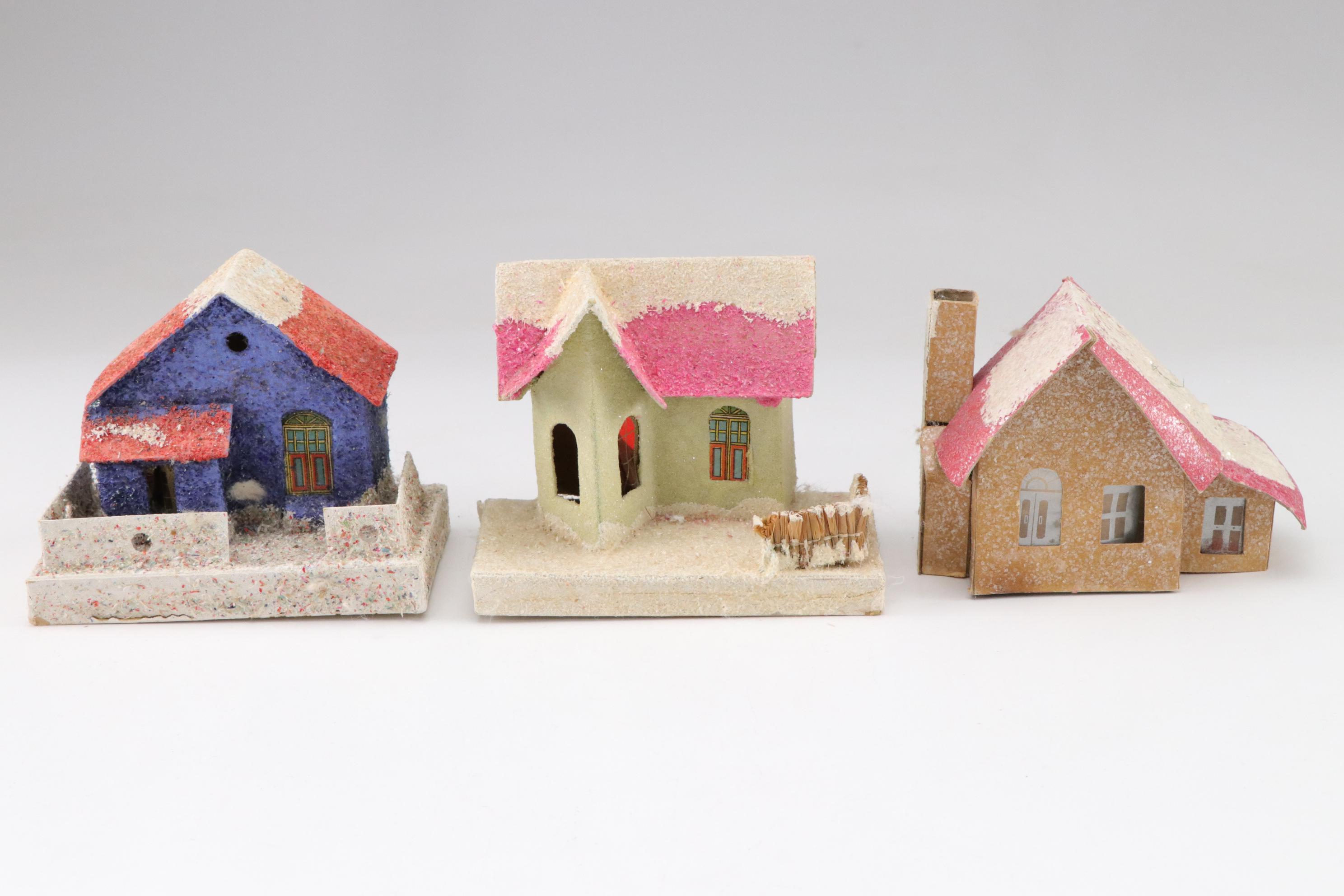 Putz Christmas Village Miniatures with Artificial Snow