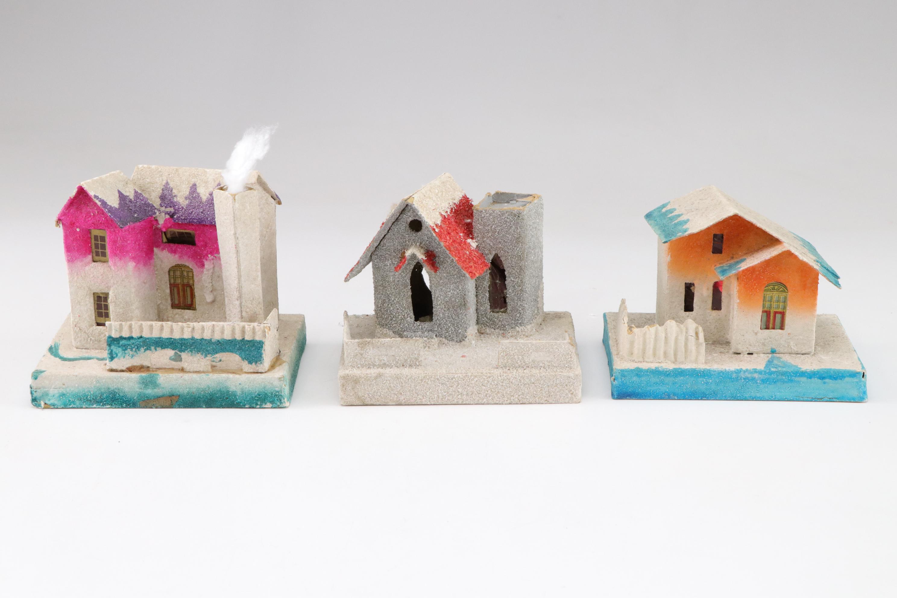 Putz Christmas Village Miniatures with Artificial Snow