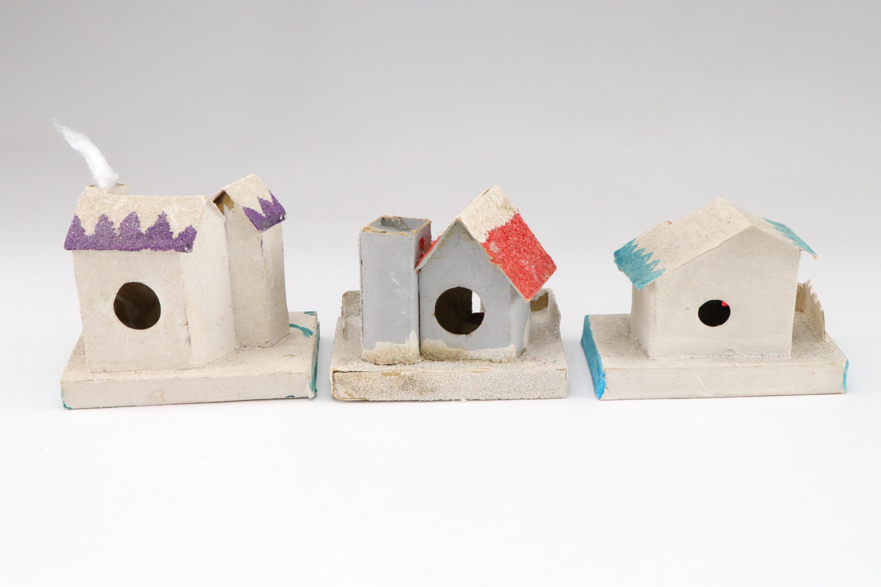 Putz Christmas Village Miniatures with Artificial Snow