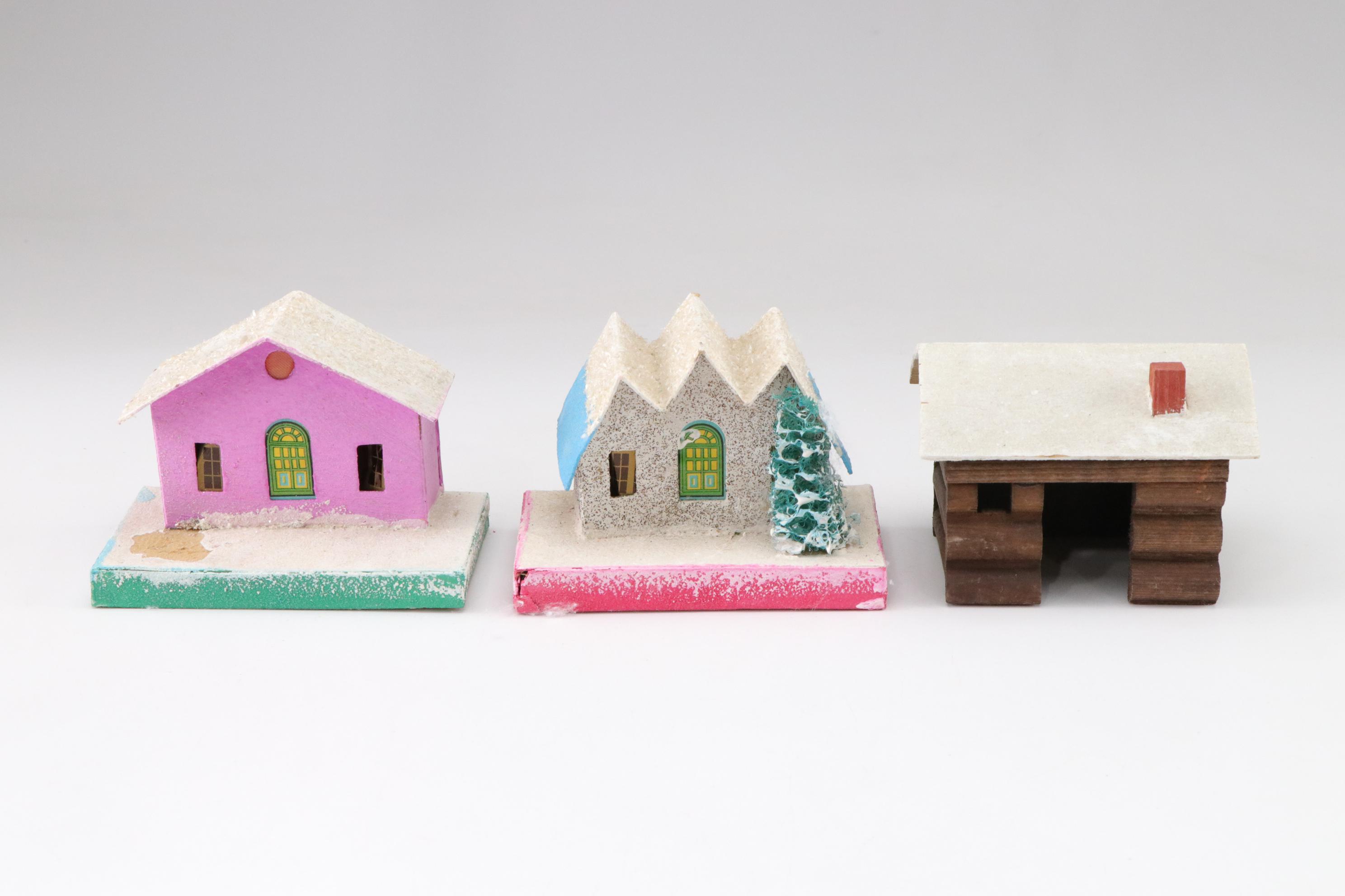 Putz Christmas Village Miniatures with Artificial Snow