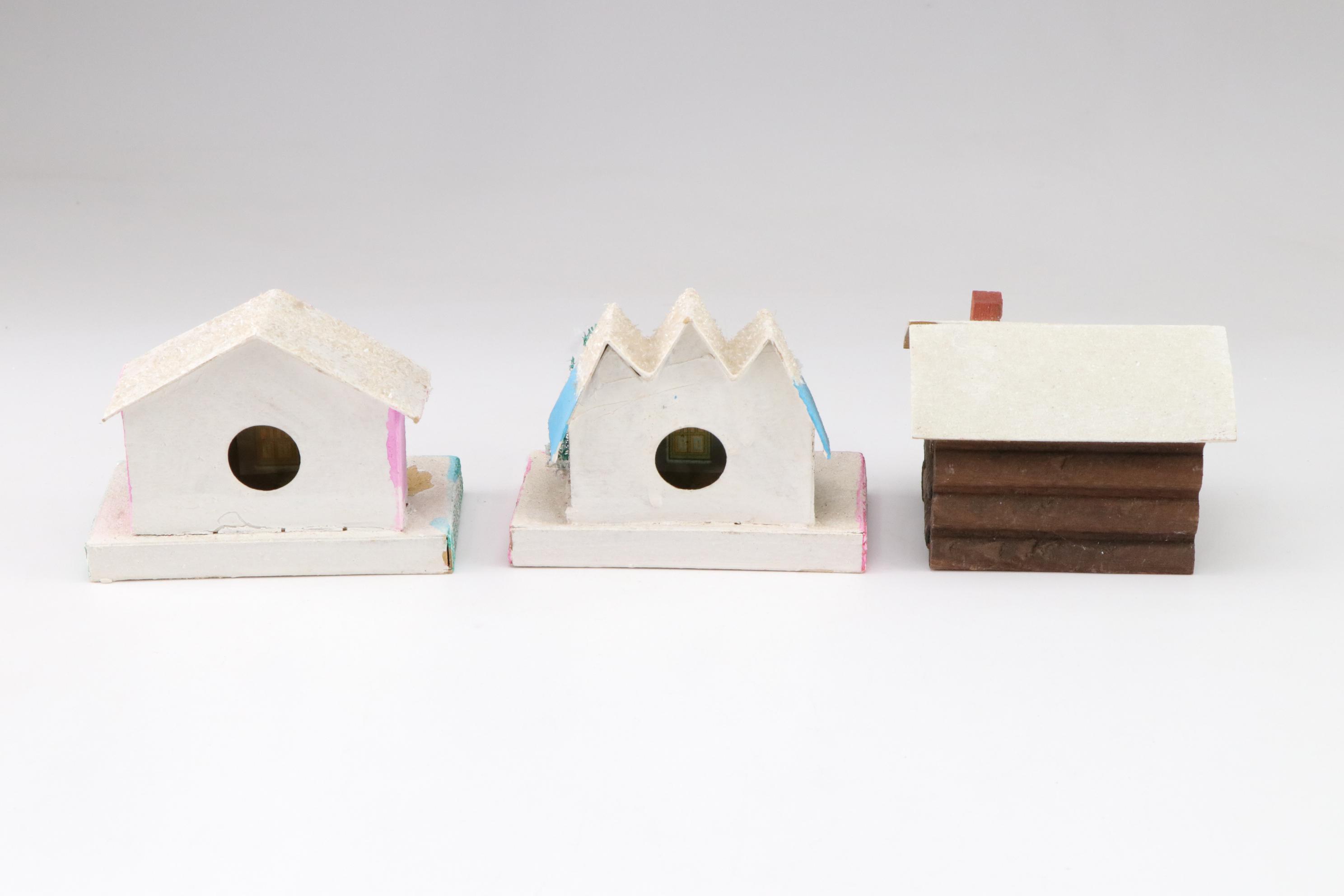 Putz Christmas Village Miniatures with Artificial Snow