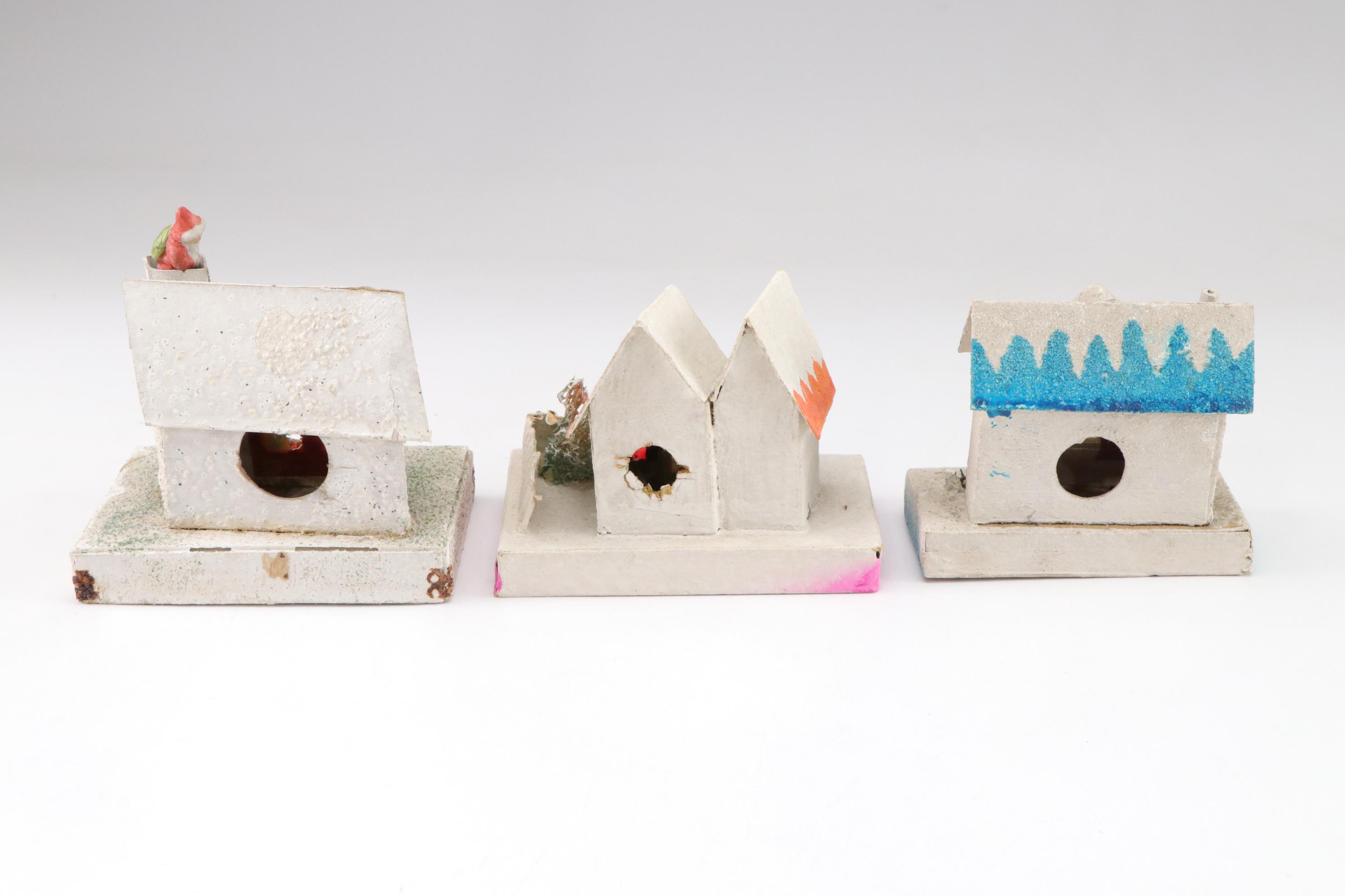 Putz Christmas Village Miniatures with Artificial Snow