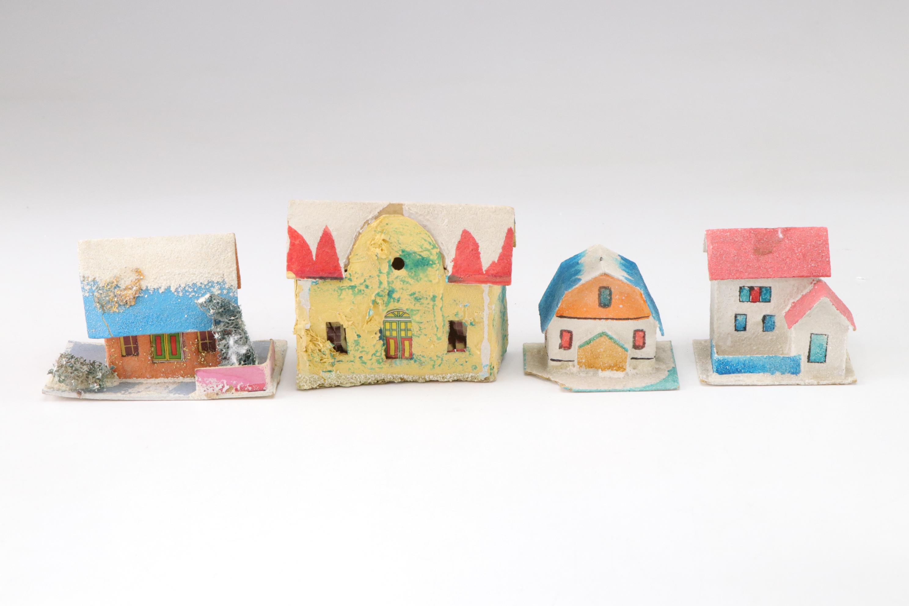 Putz Christmas Village Miniatures with Artificial Snow