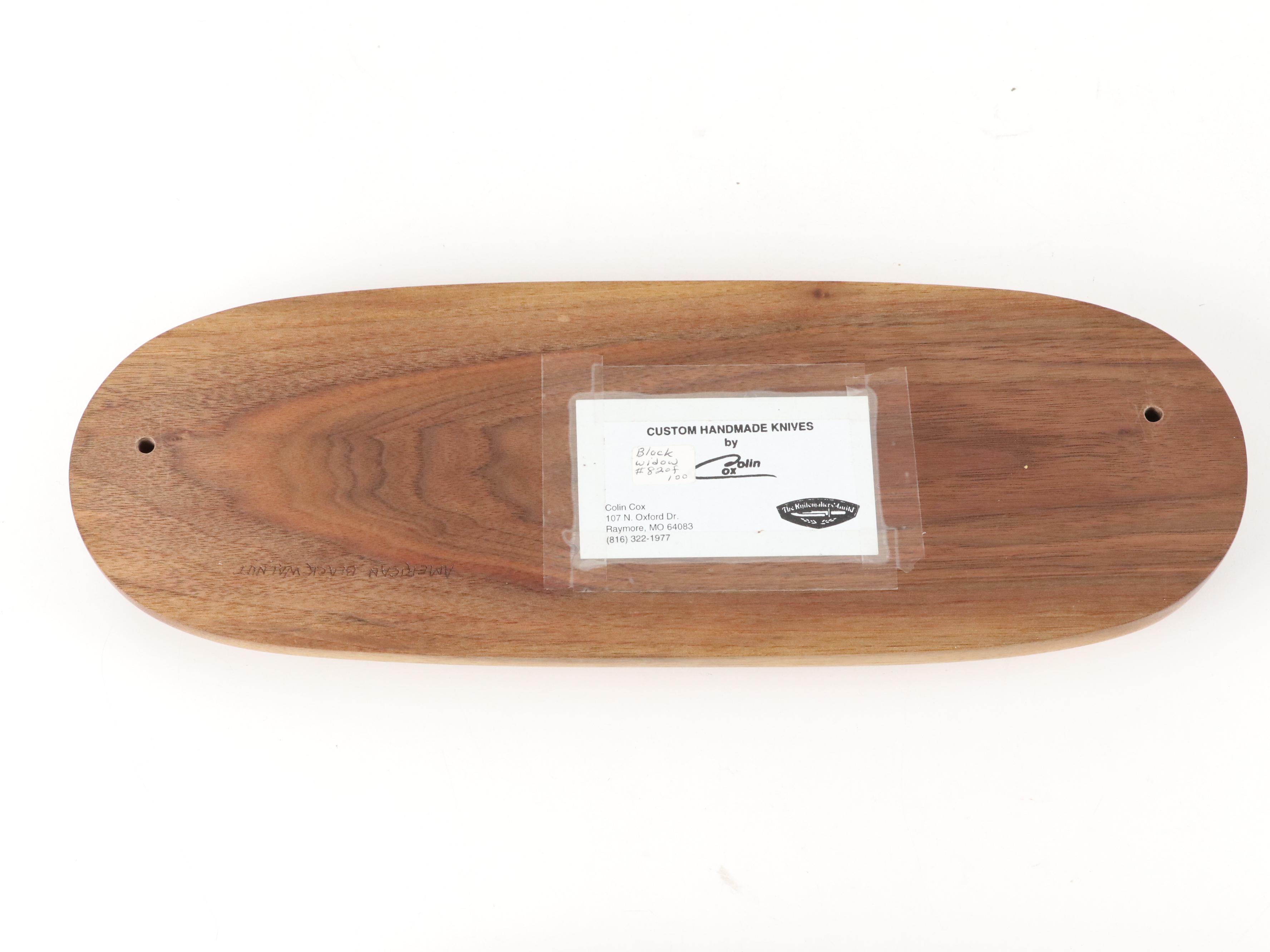 Cox Colin Custom Handmade Black Widow Knife Set in Walnut Display Case